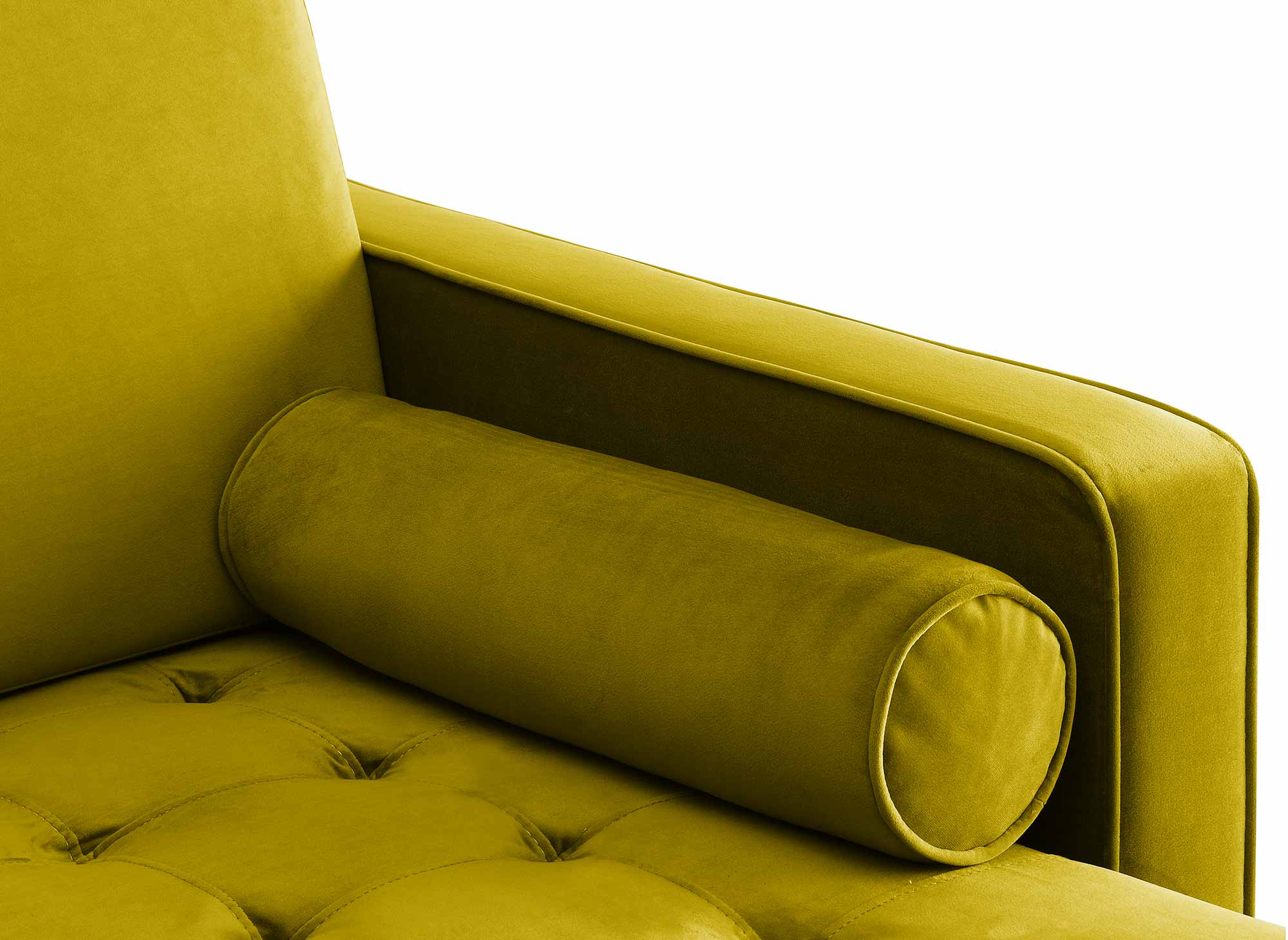 Canapé d'angle scandinave en velours vert doré SALAMBO - Angle Droit