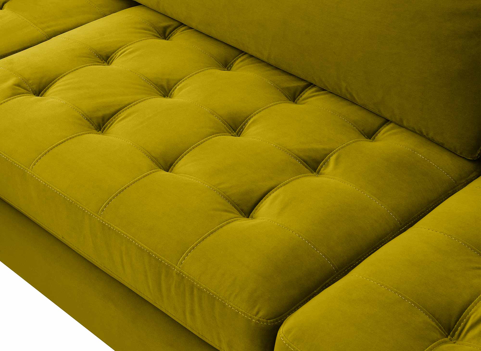 Canapé d'angle scandinave en velours vert doré SALAMBO - Angle Droit