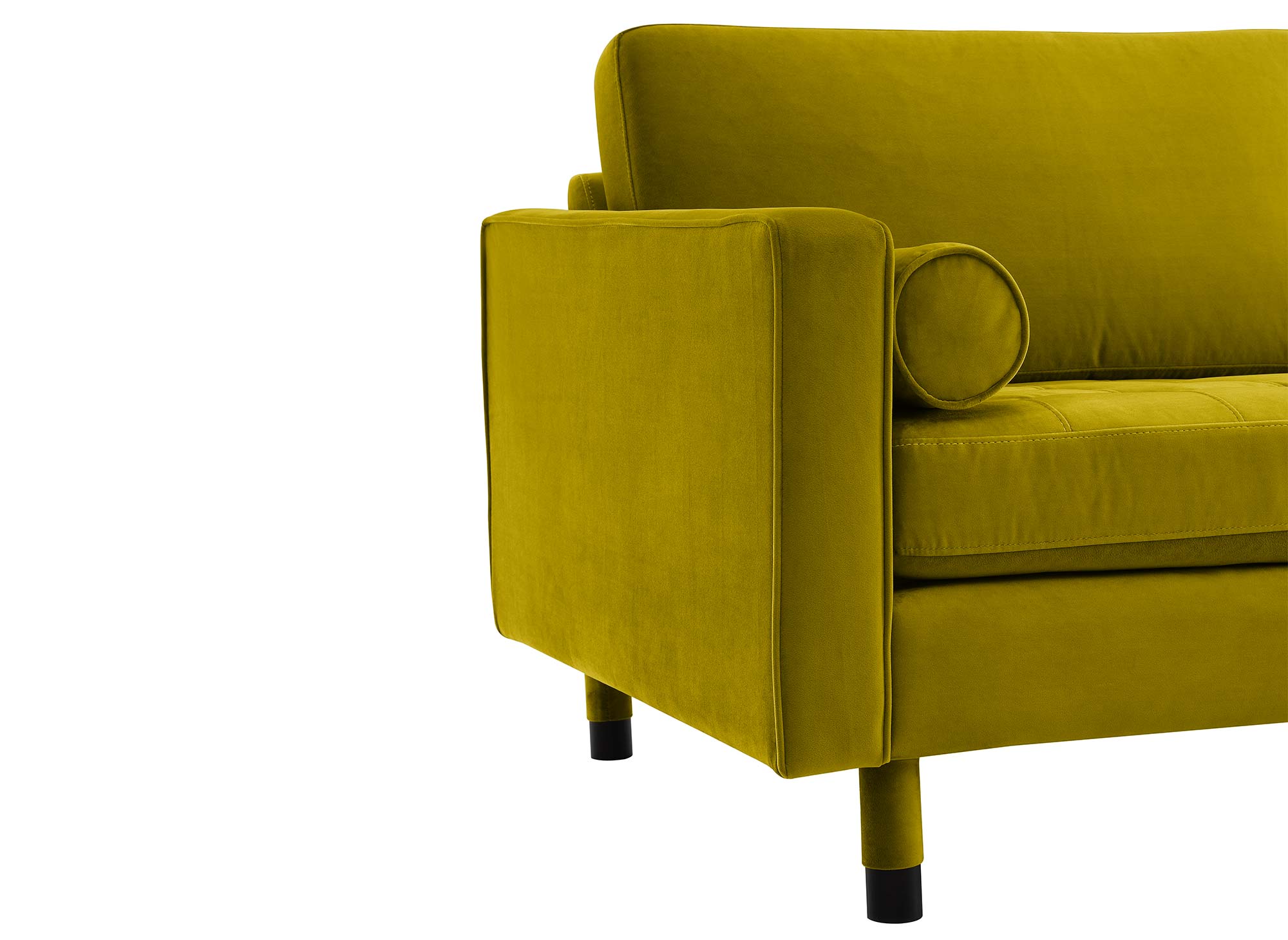 Canapé d'angle scandinave en velours vert doré SALAMBO - Angle Droit