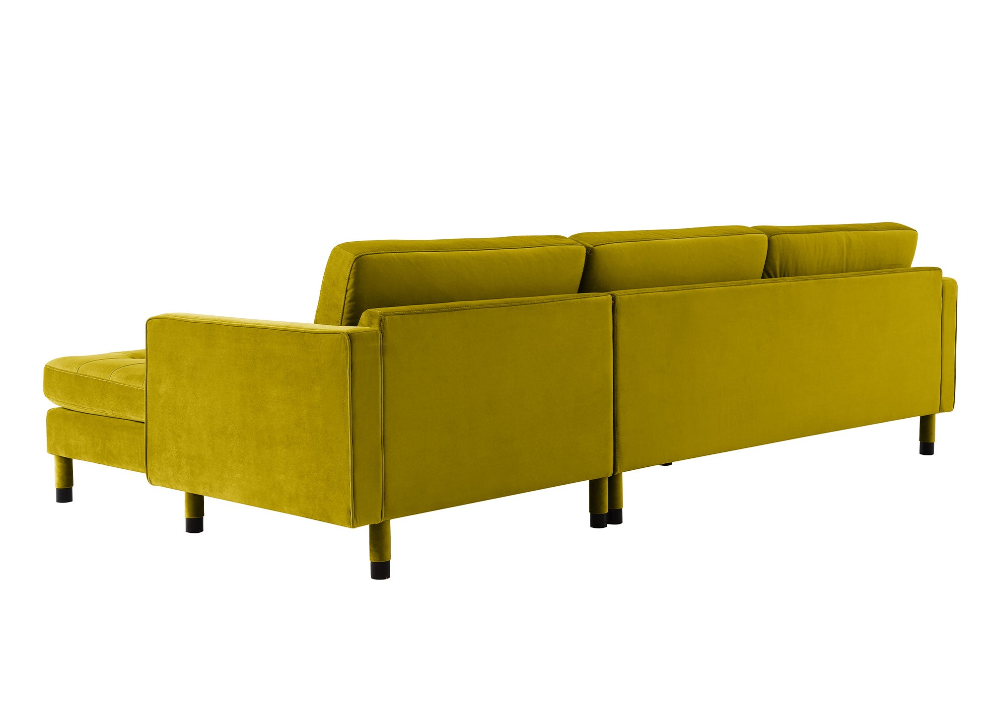 Canapé d'angle scandinave en velours vert doré SALAMBO - Angle Droit