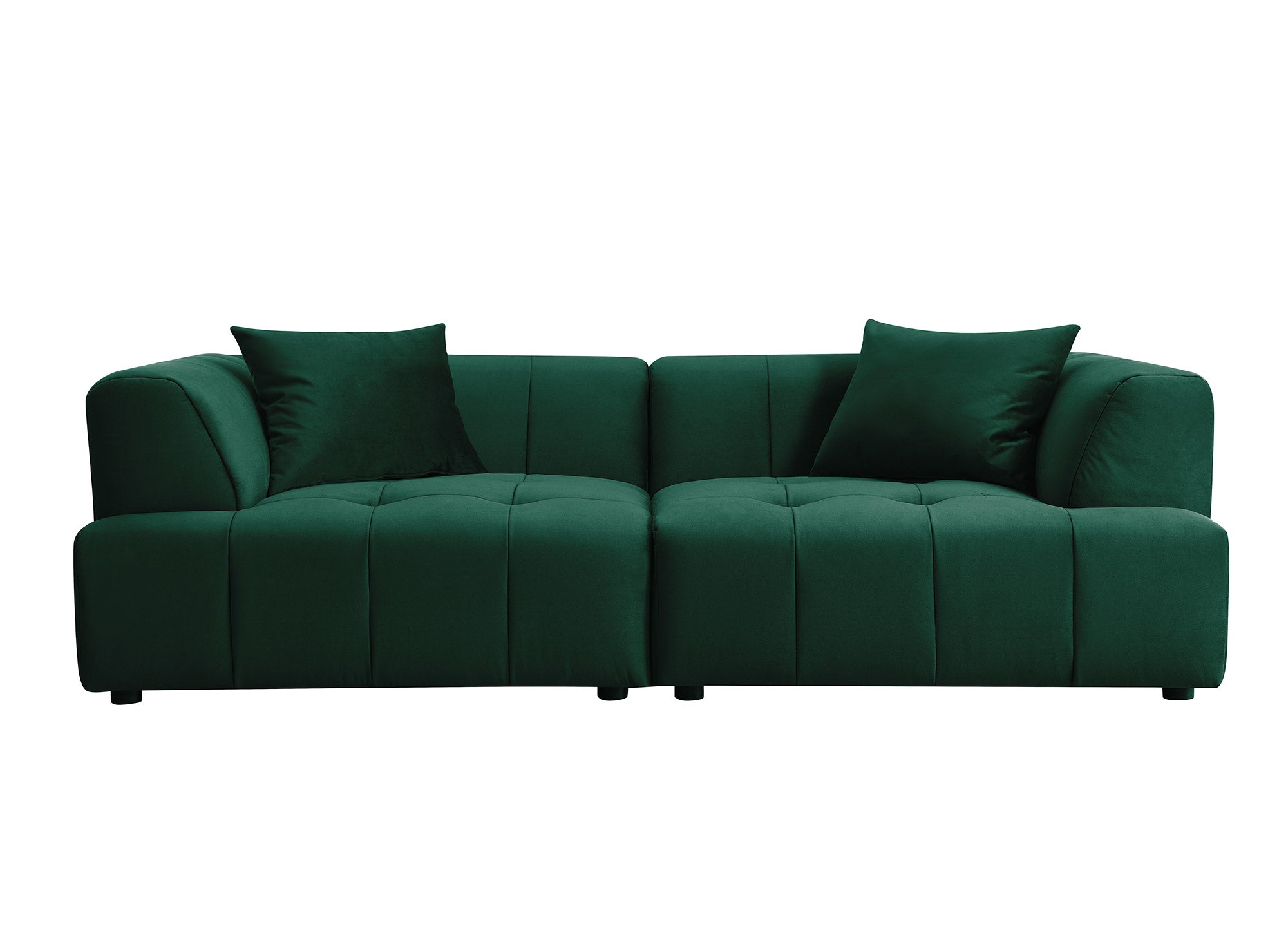 Canapé droit 3 places en velours vert KELIA