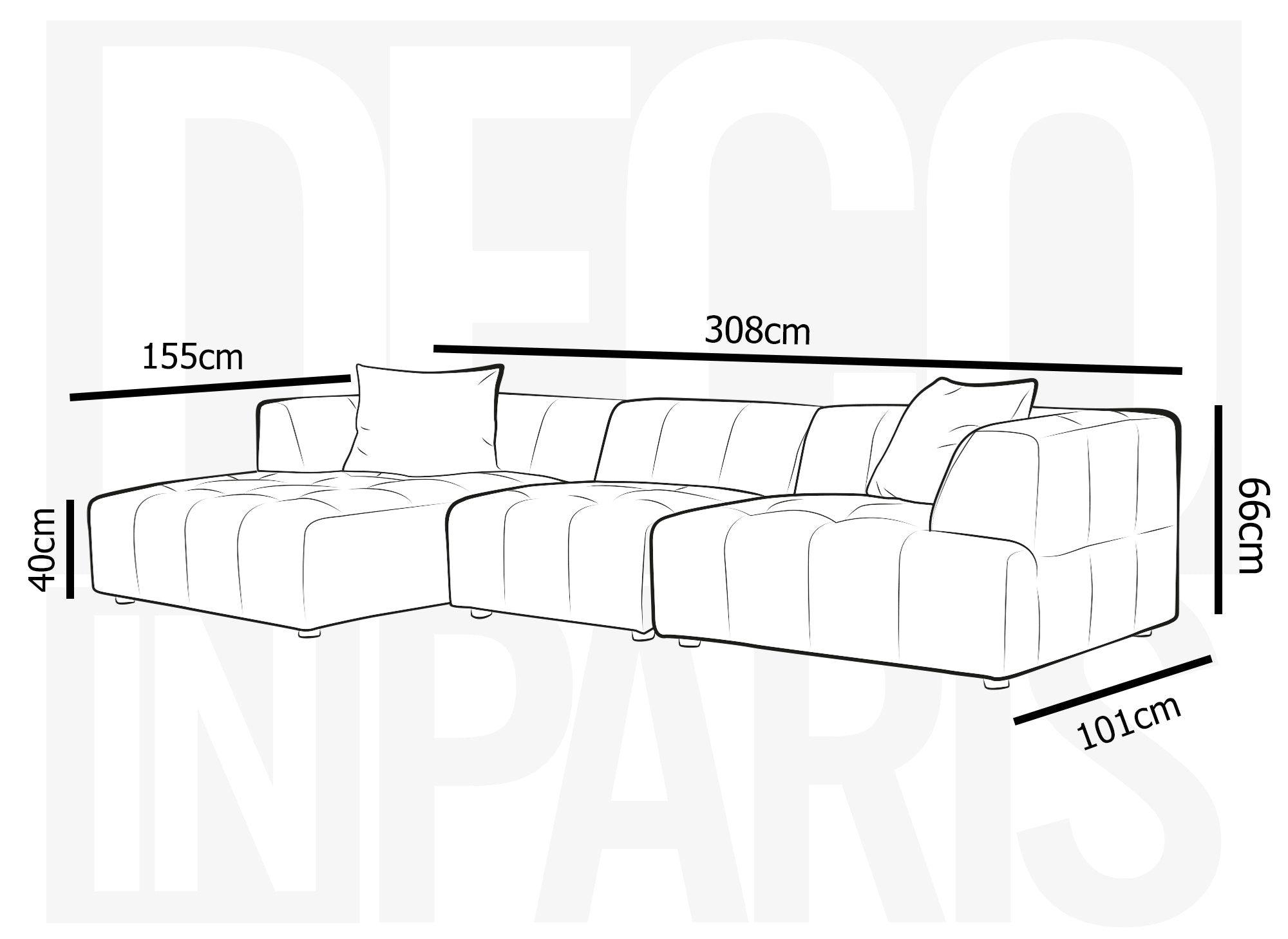 Divano angolare con chaise longue in velluto beige KELIA - Left Angle