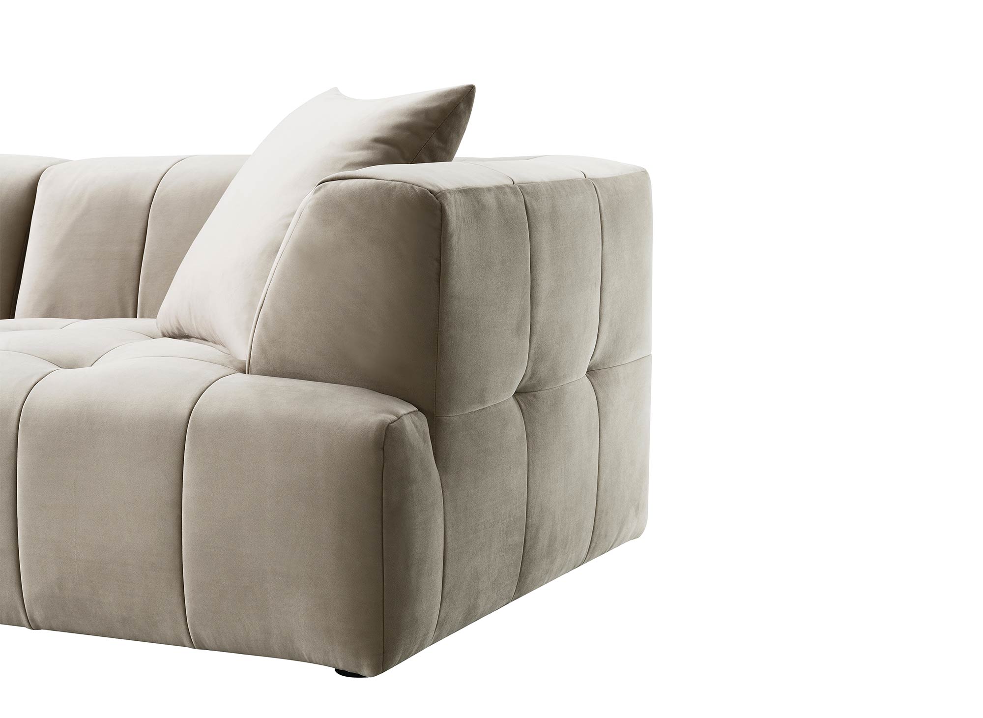Divano angolare con chaise longue in velluto beige KELIA - Left Angle