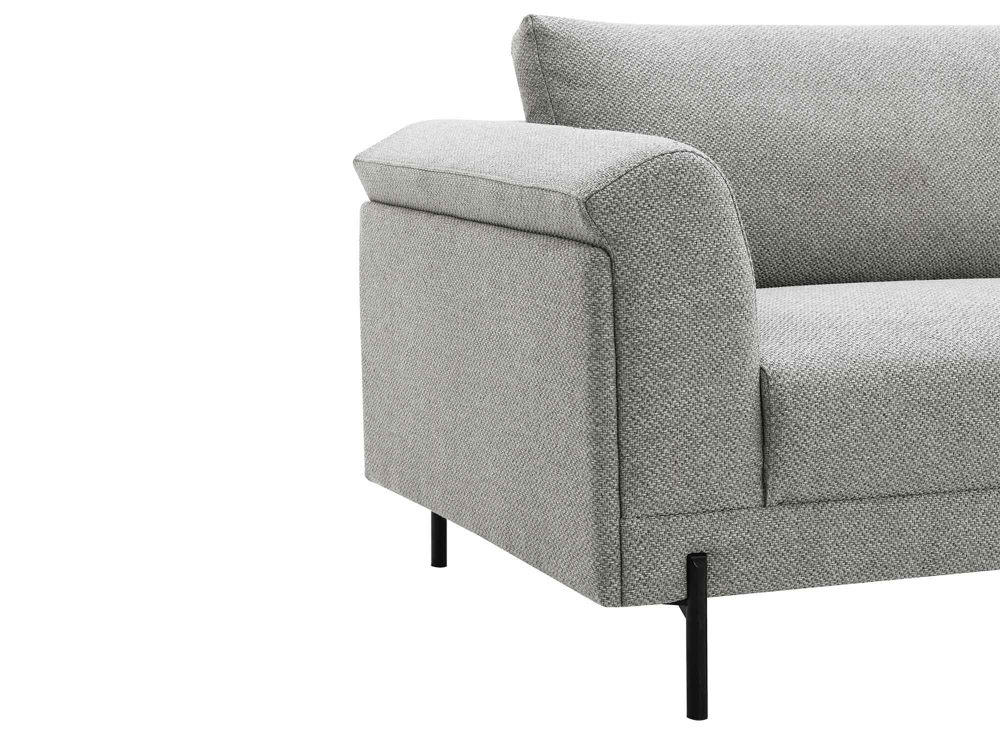 Canapé droit contemporain 3 places en tissu gris clair LEIA