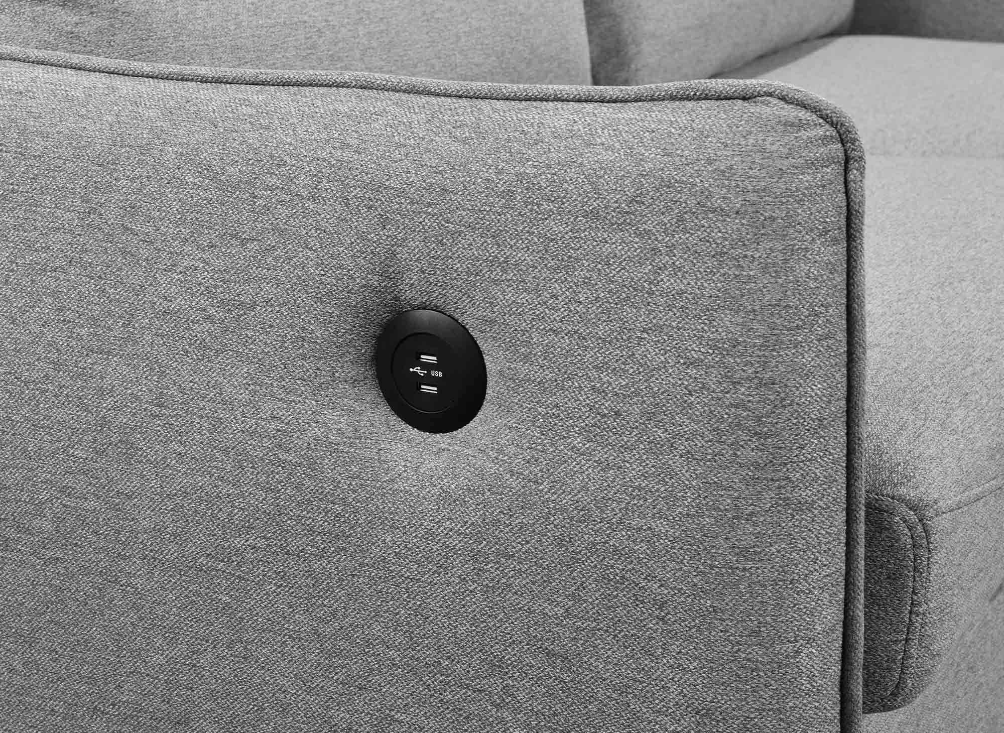 Canapé convertible 3 places en tissu gris clair ZADIG