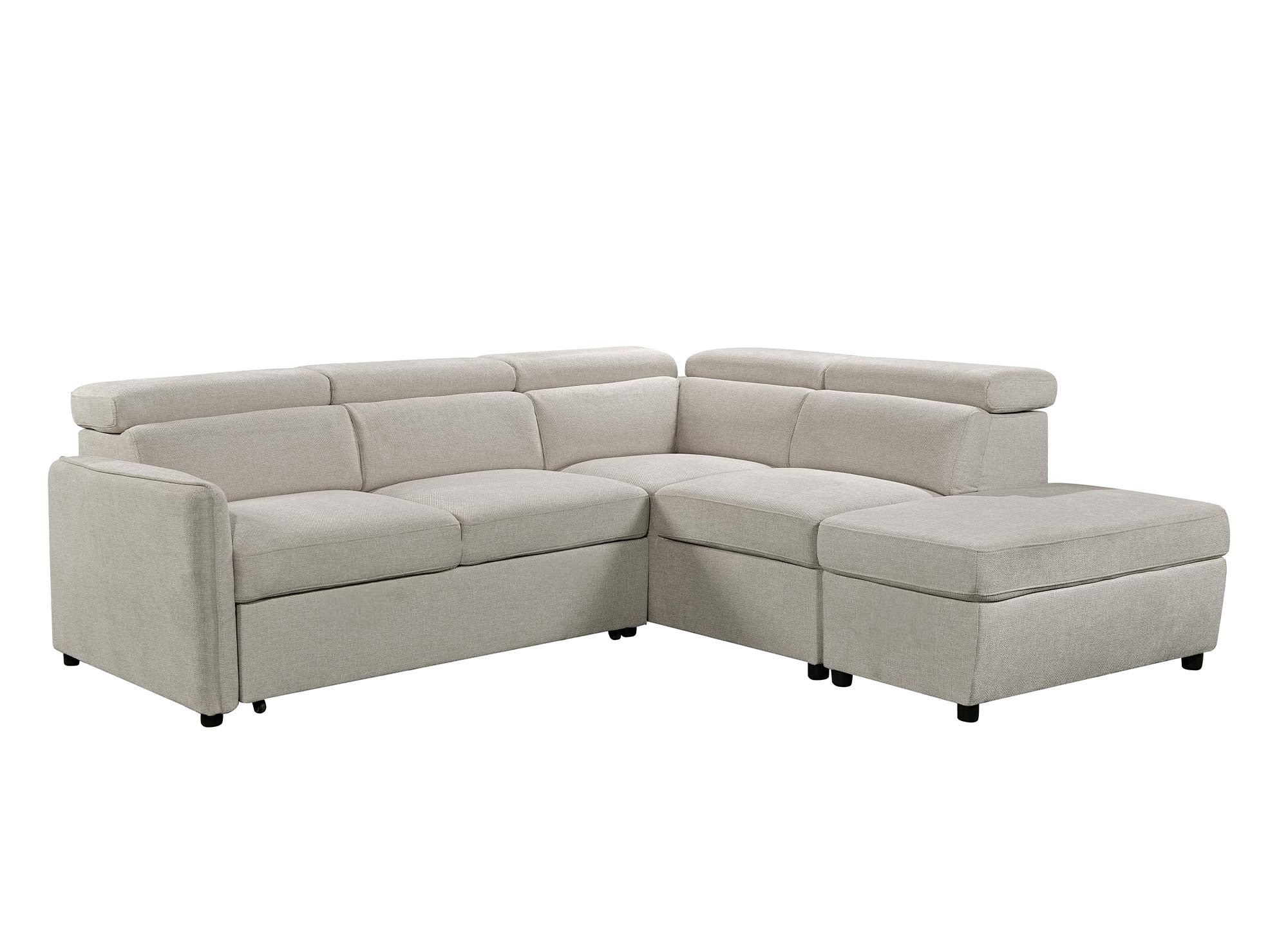 Canapé d'angle convertible en tissu beige NAIROBI - Angle droit