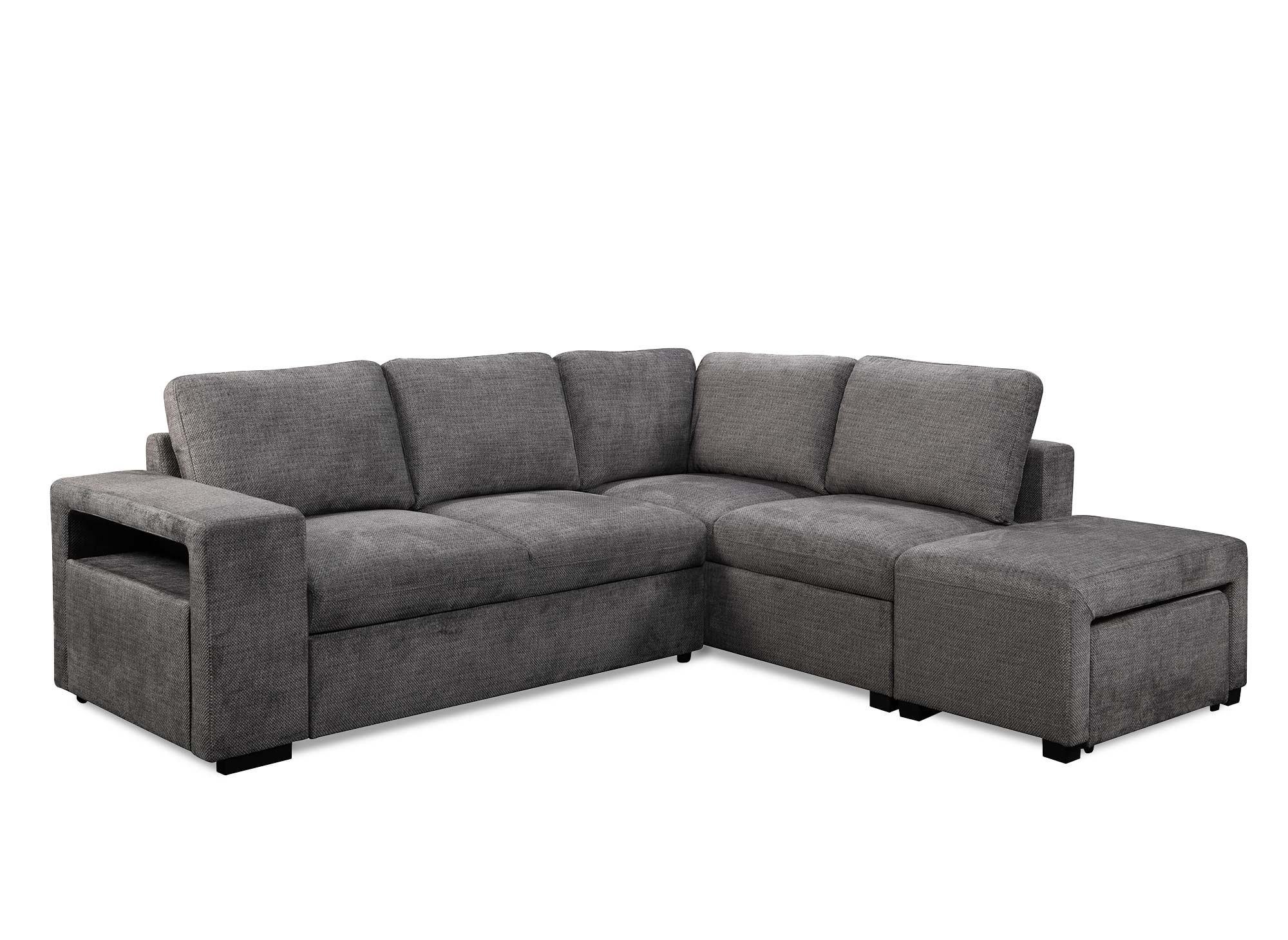 Divano angolare trasformabile in tessuto grigio scuro ALBAN - Angolo retto