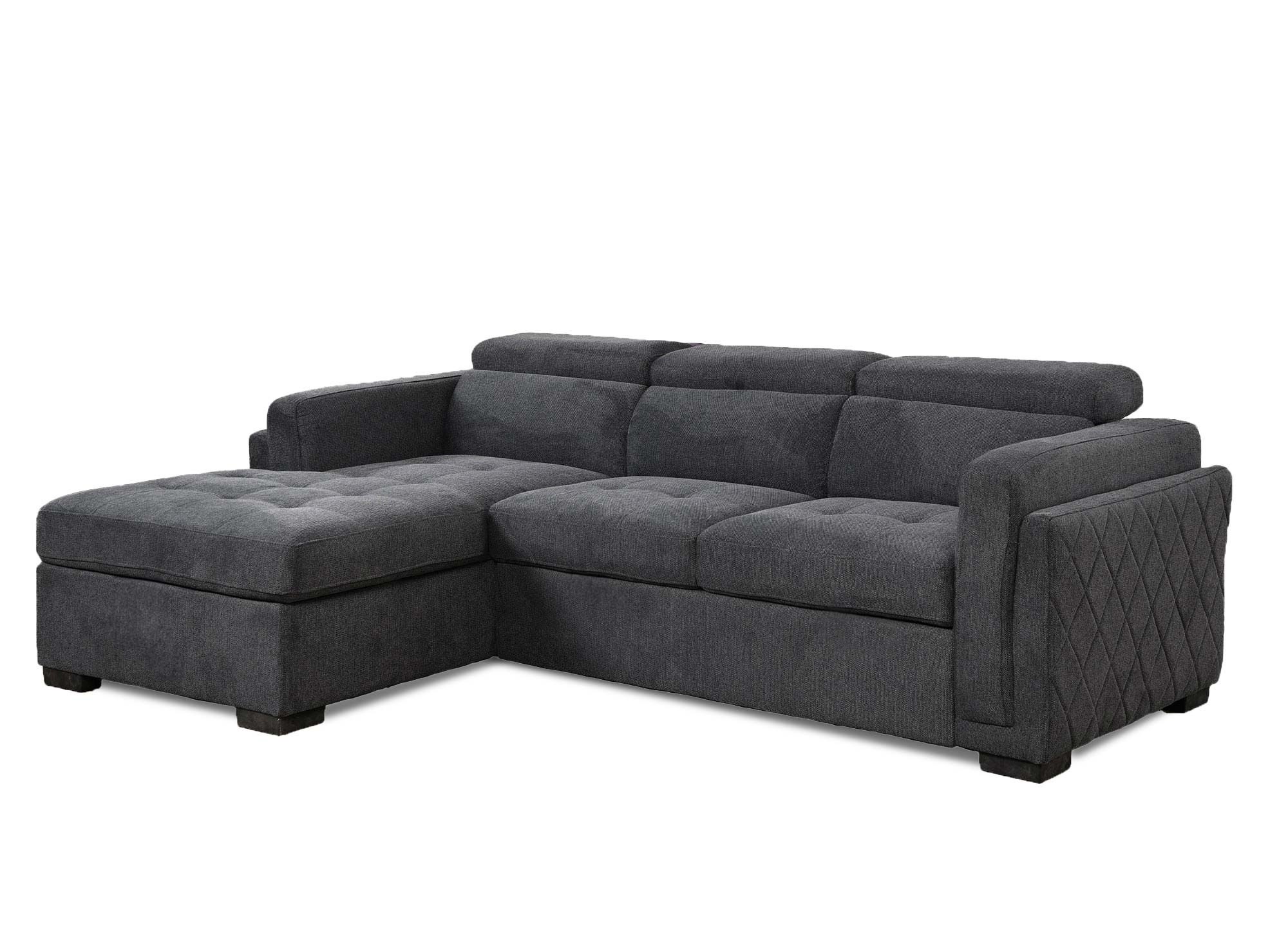 Canapé d'angle convertible en tissu gris foncé CHANDLER - Angle gauche