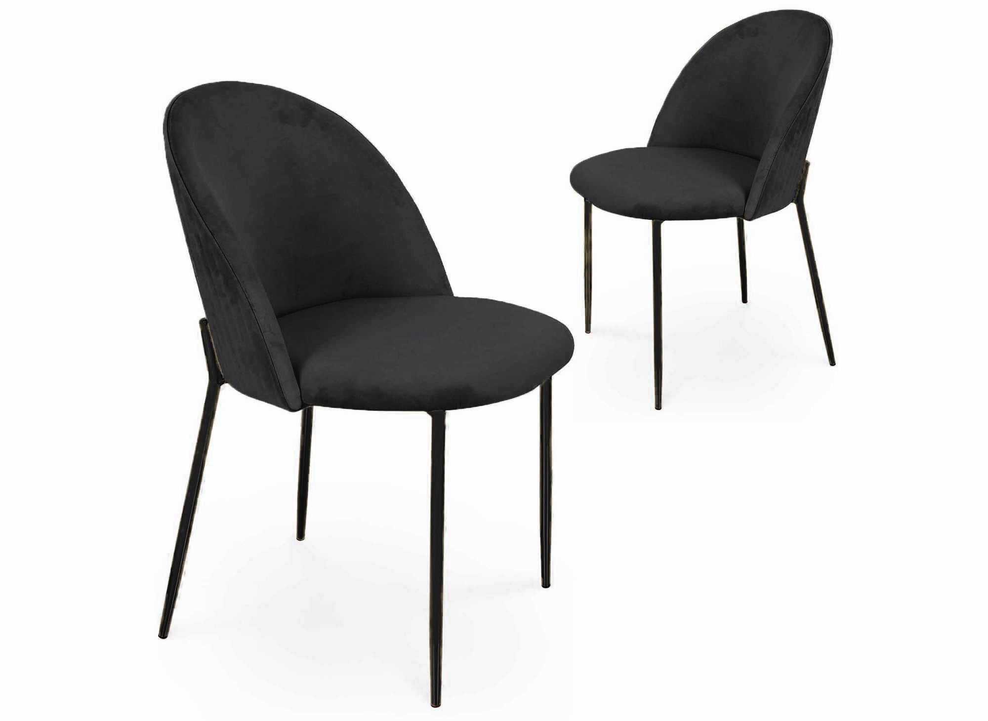 Lot de 2 chaises design en velours noir pieds noirs ARABEL