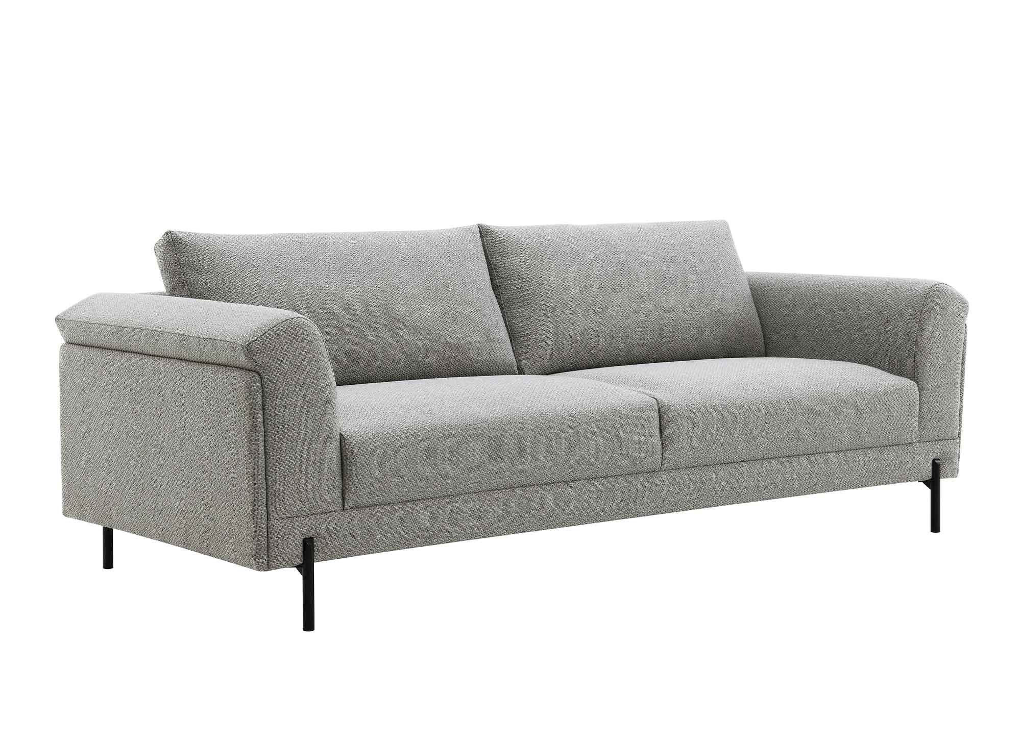 Canapé droit contemporain 3 places en tissu gris clair LEIA