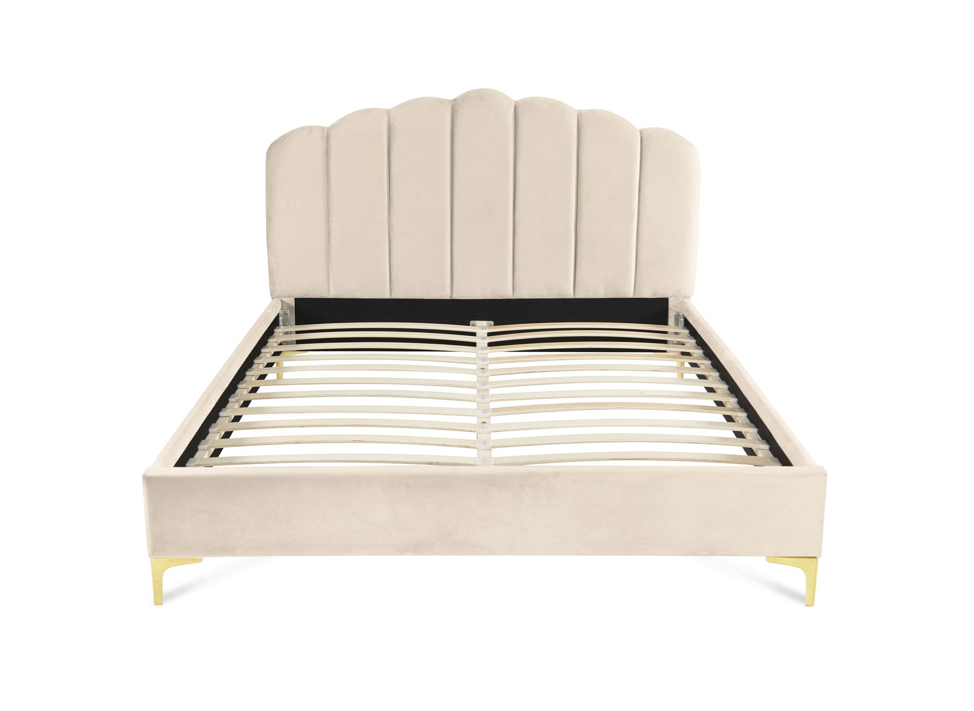 Lit double en velours beige 160x200 cm MARION