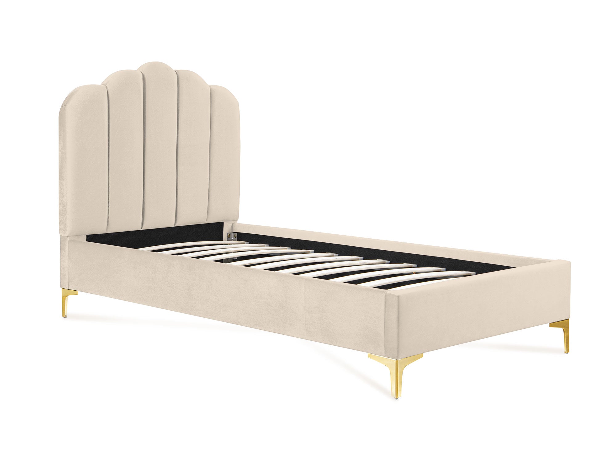 Lit simple en velours beige 90x190 cm MARION