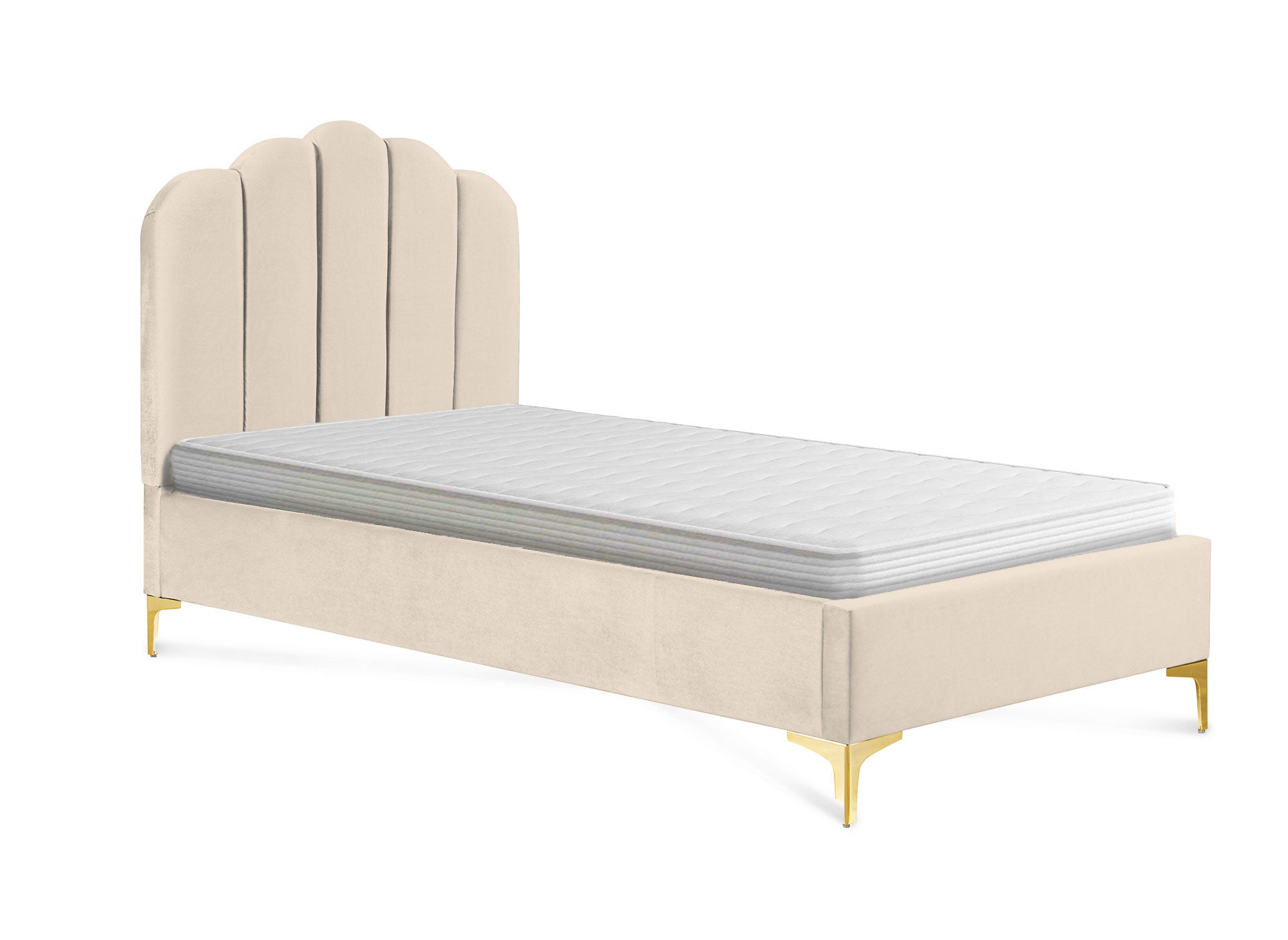 Lit simple en velours beige 90x190 cm MARION