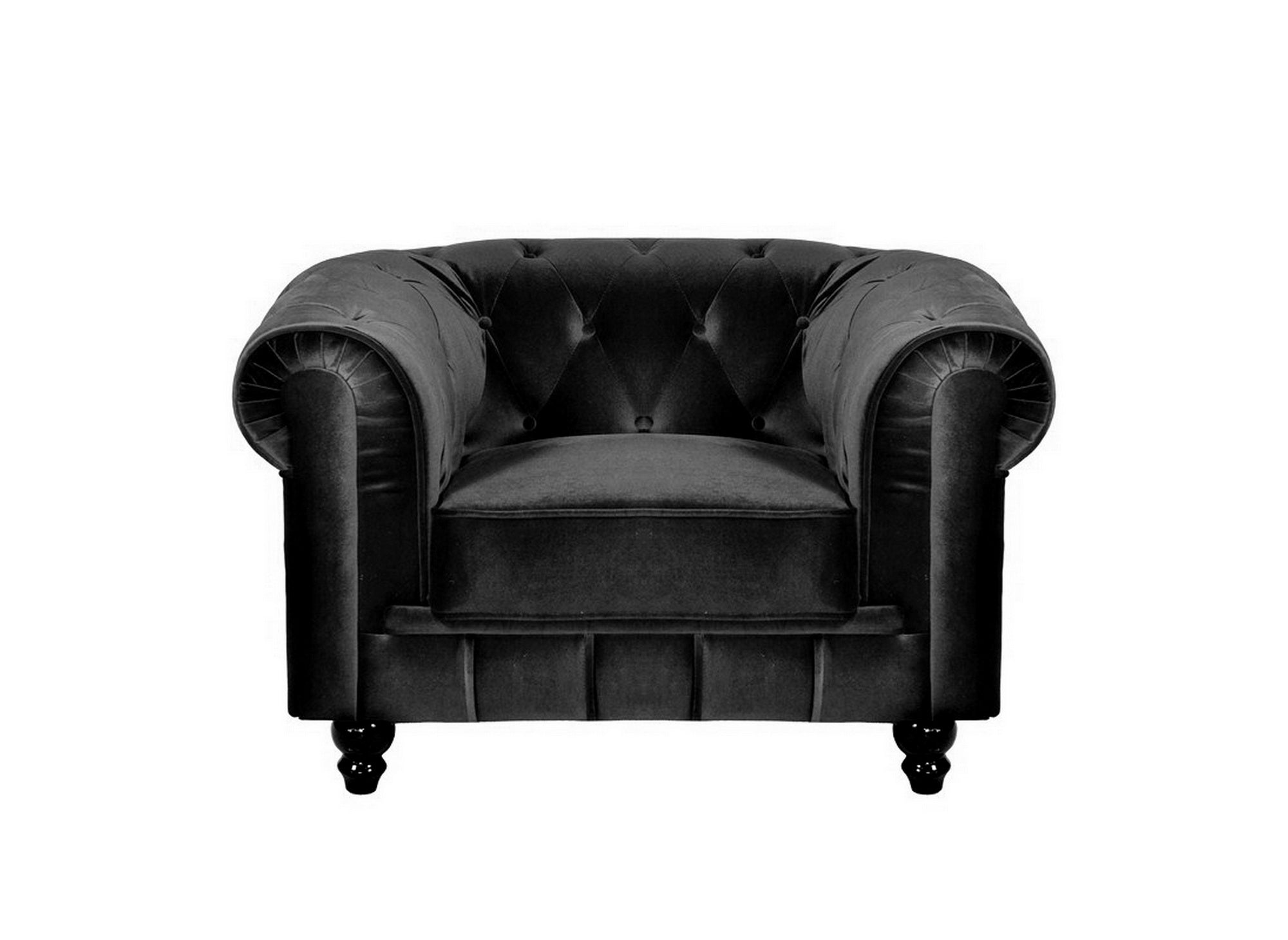 Fauteuil velours Noir CHESTERFIELD