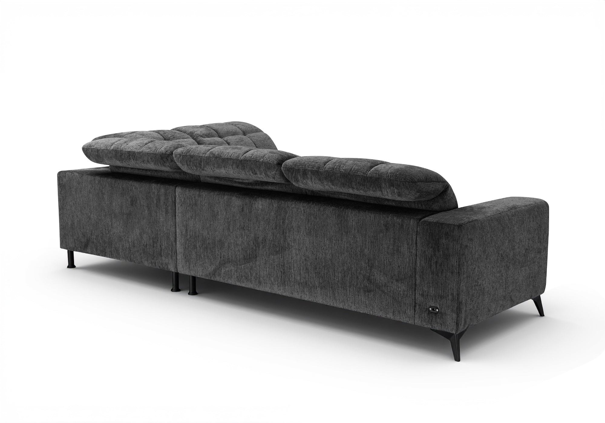 Divano angolare relax elettrico in velluto screziato grigio ALVAR - Angolo retto