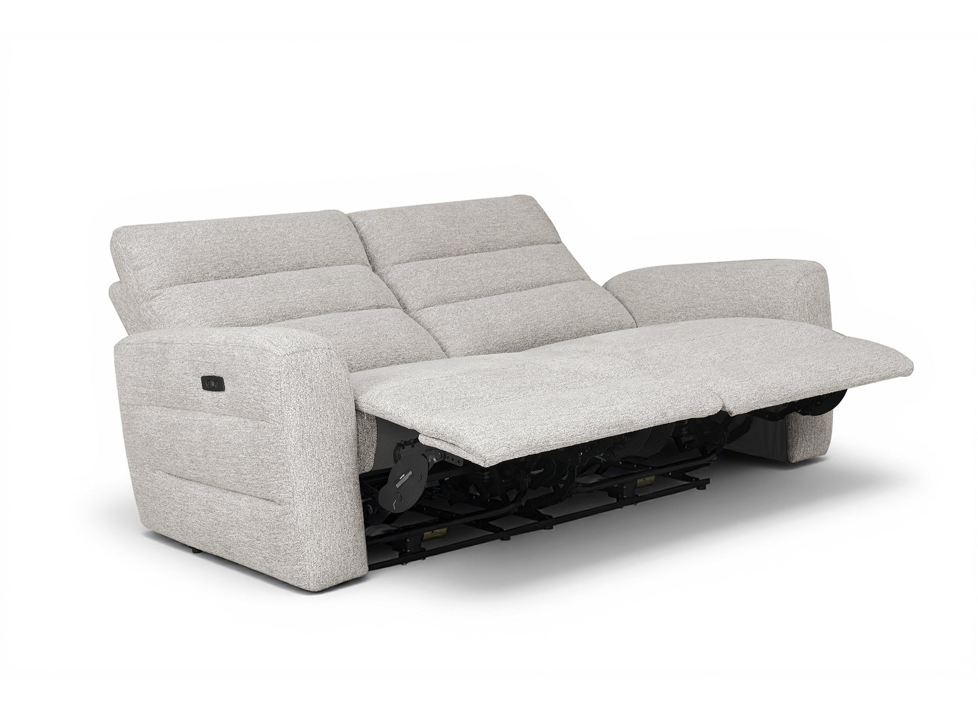 Divano relax elettrico a 3 posti in tessuto French terry beige DAVY