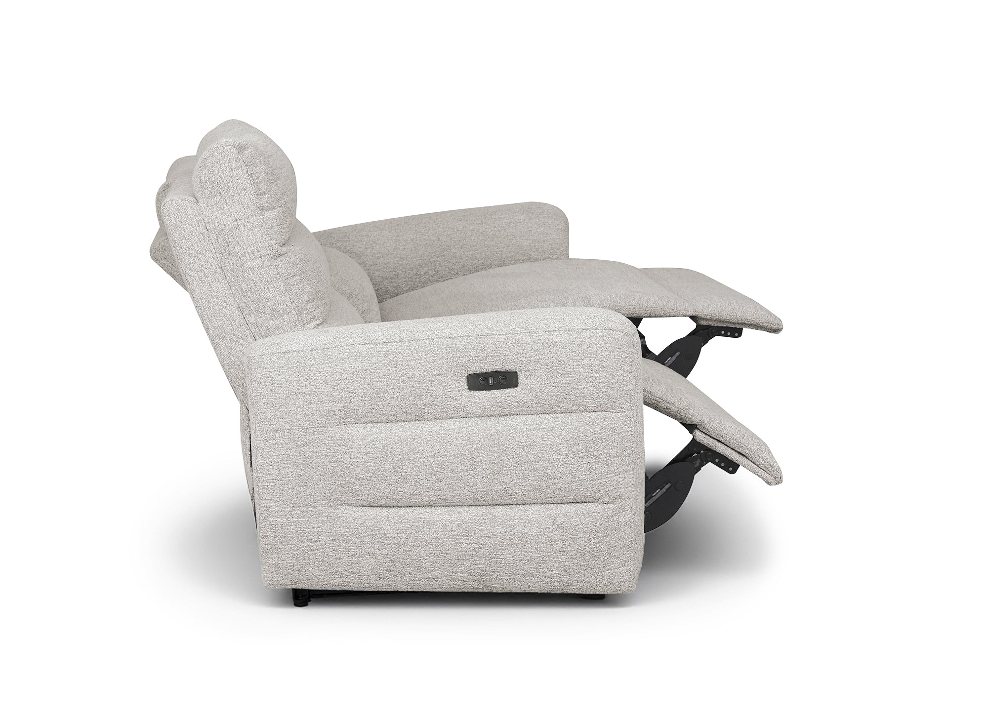 Divano relax elettrico a 3 posti in tessuto French terry beige DAVY