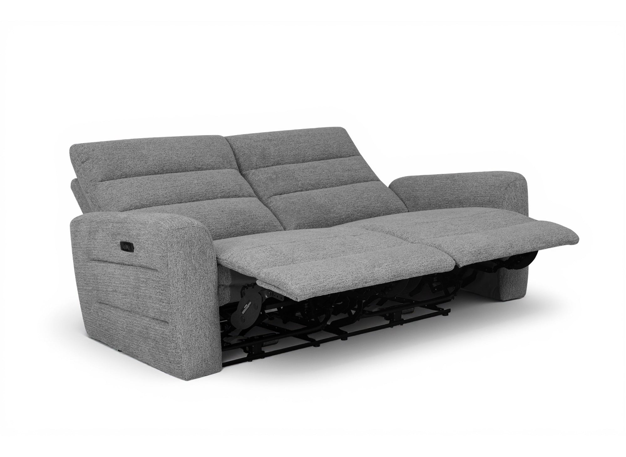 Divano relax elettrico 3 posti in tessuto French terry grigio DAVY