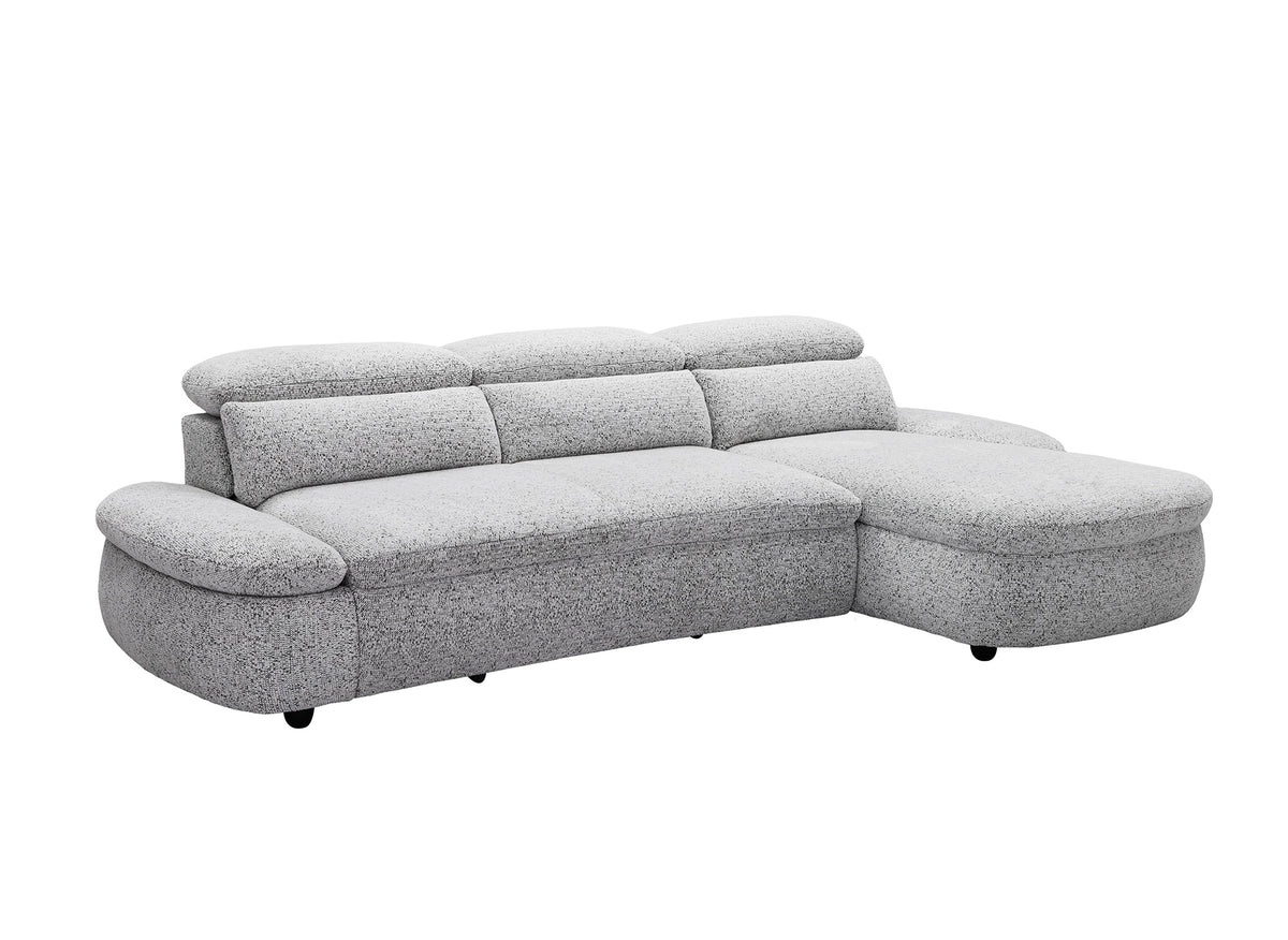Divano angolare relax elettrico in tessuto spugna grigio CLEMENT - Angolo retto