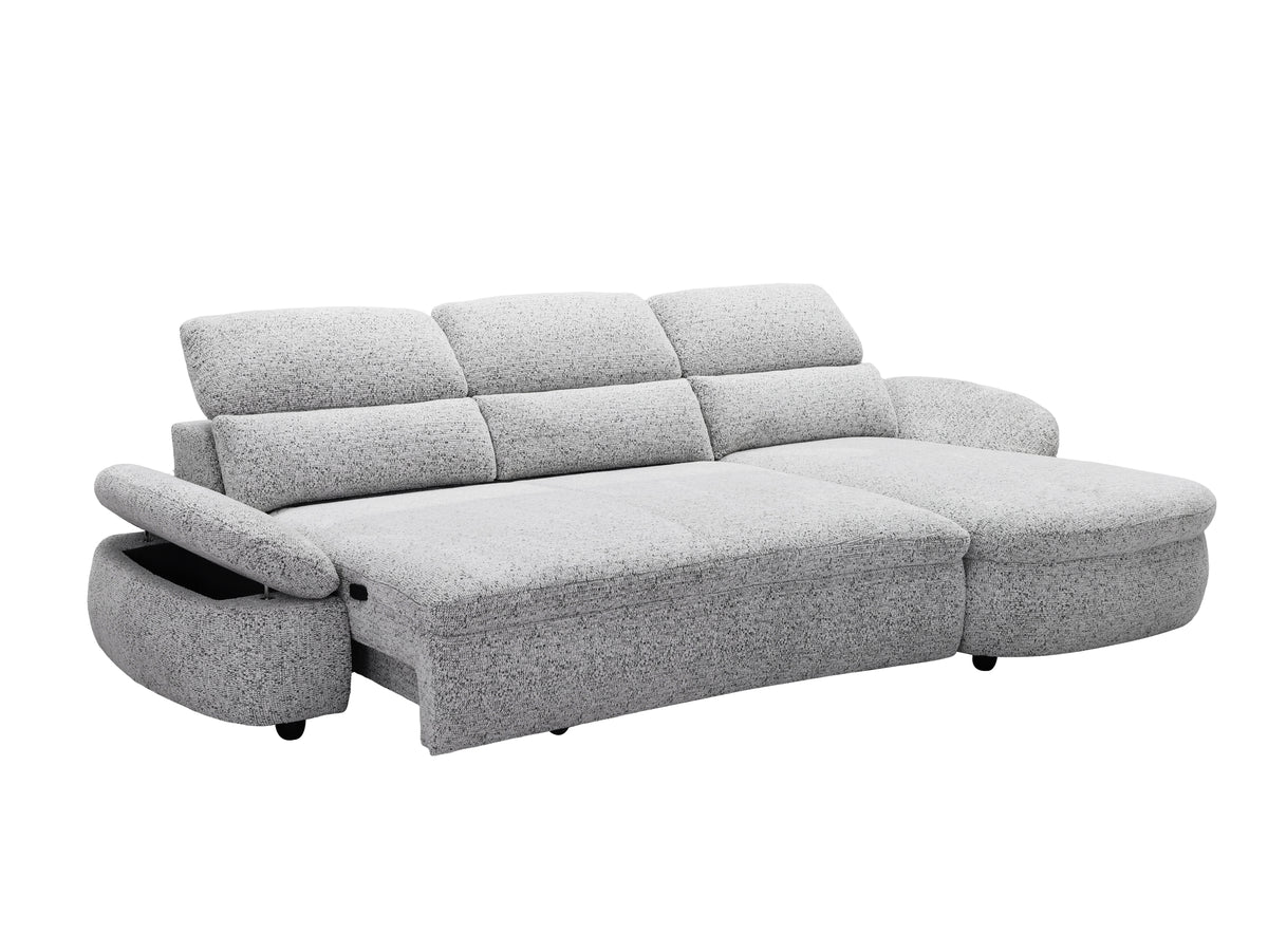 Divano angolare relax elettrico in tessuto spugna grigio CLEMENT - Angolo retto