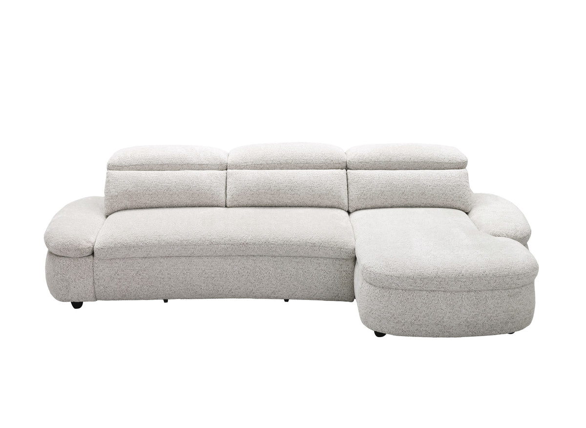 Divano angolare relax elettrico in tessuto spugna beige CLEMENT - Angolo retto