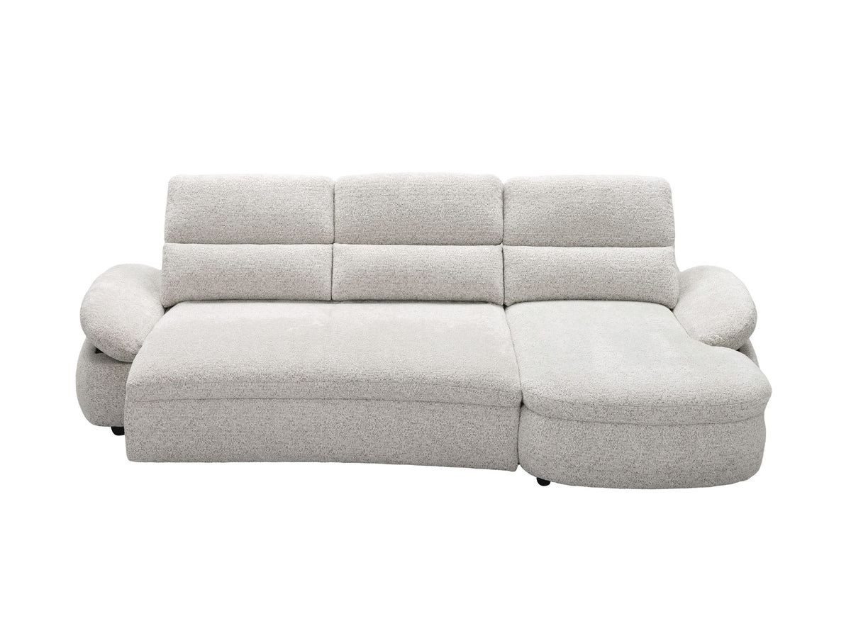 Divano angolare relax elettrico in tessuto spugna beige CLEMENT - Angolo retto