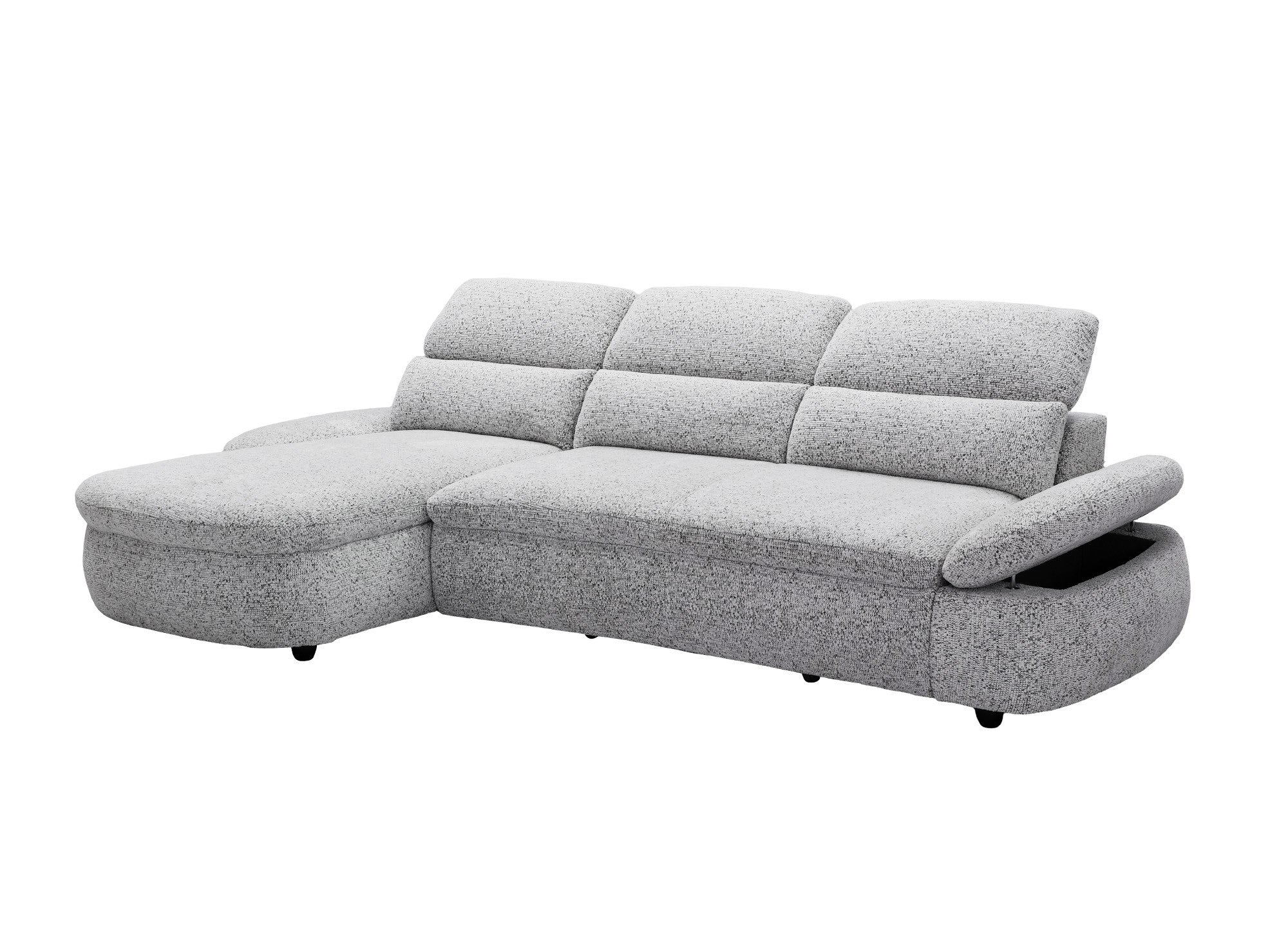 Divano angolare relax elettrico in tessuto spugna grigio CLEMENT - Angolo sinistro