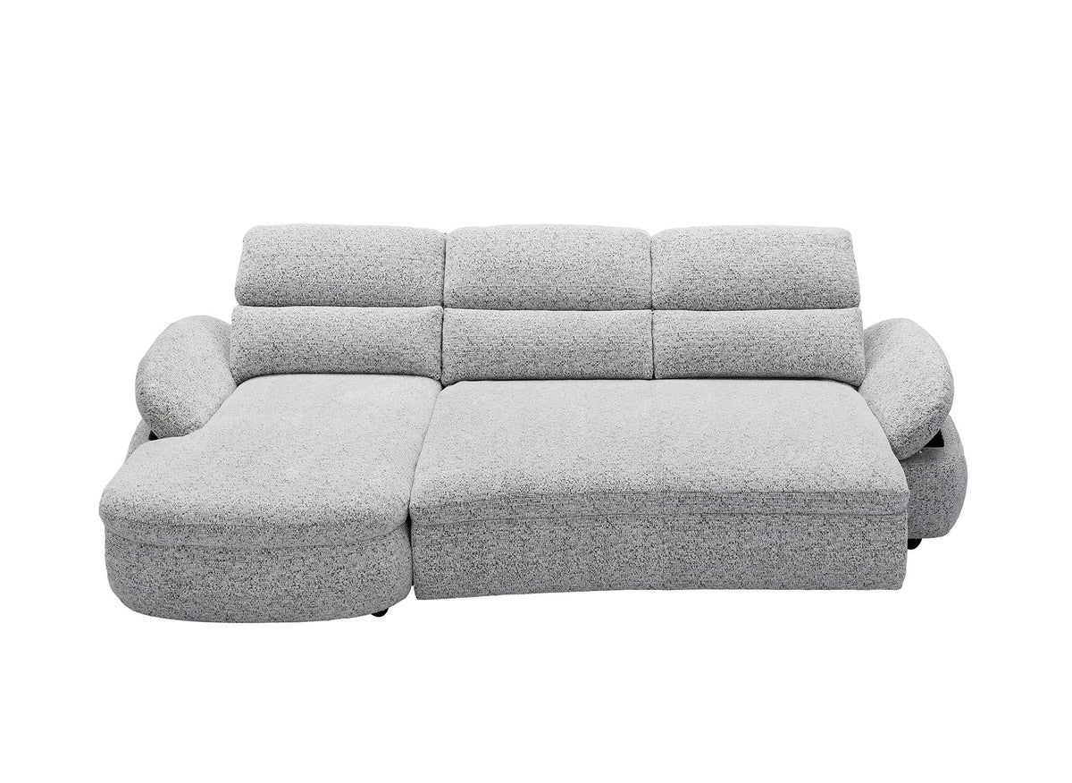 Divano angolare relax elettrico in tessuto spugna grigio CLEMENT - Angolo sinistro