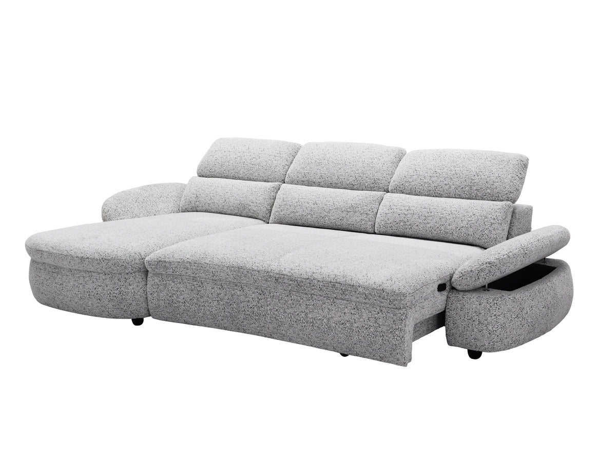 Divano angolare relax elettrico in tessuto spugna grigio CLEMENT - Angolo sinistro