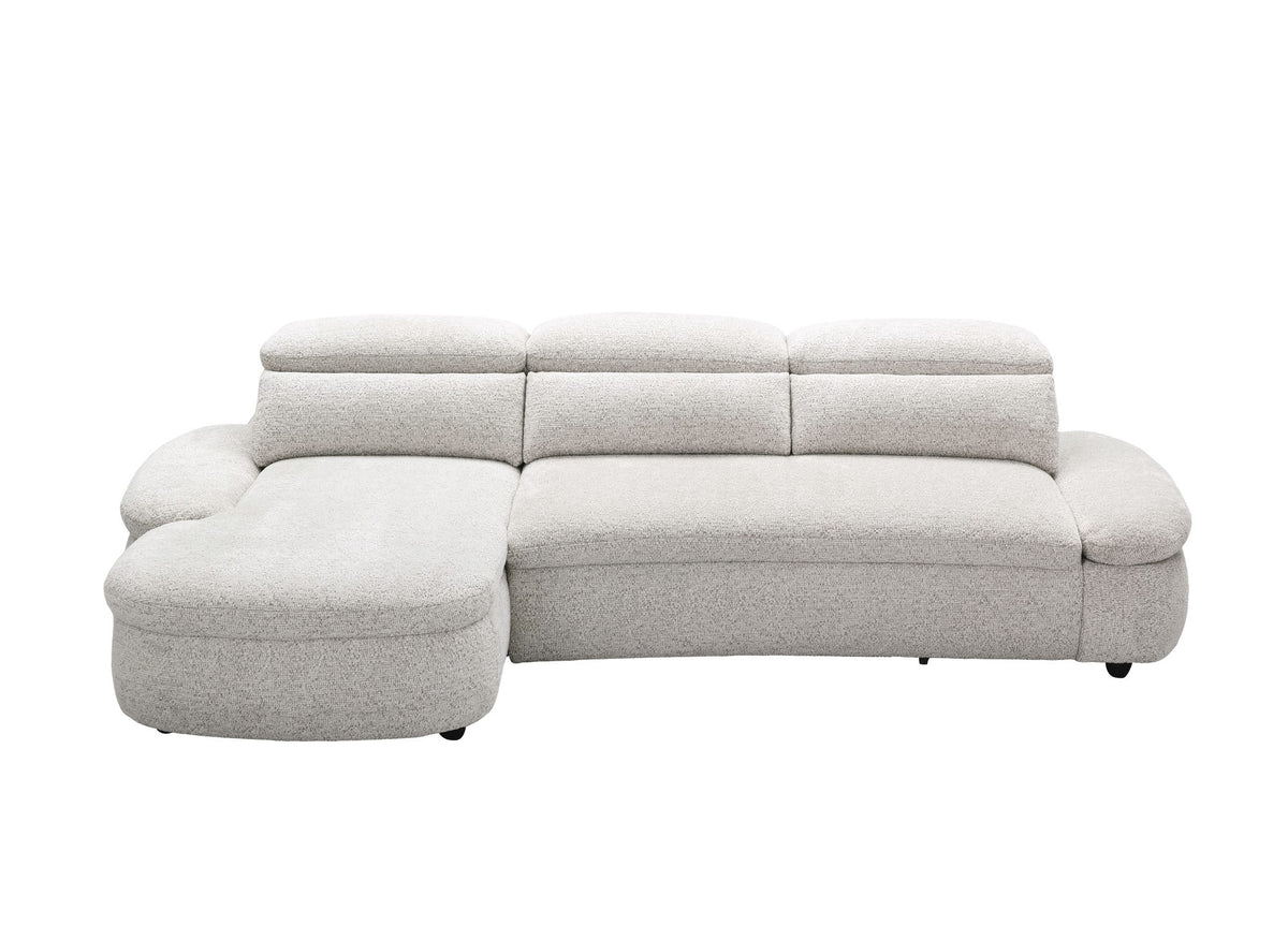 Divano angolare relax elettrico in tessuto spugna beige CLEMENT - Angolo sinistro