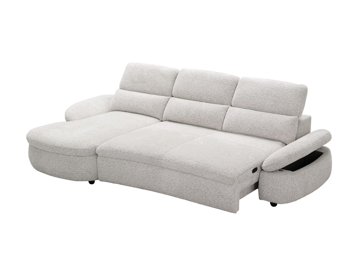 Divano angolare relax elettrico in tessuto spugna beige CLEMENT - Angolo sinistro