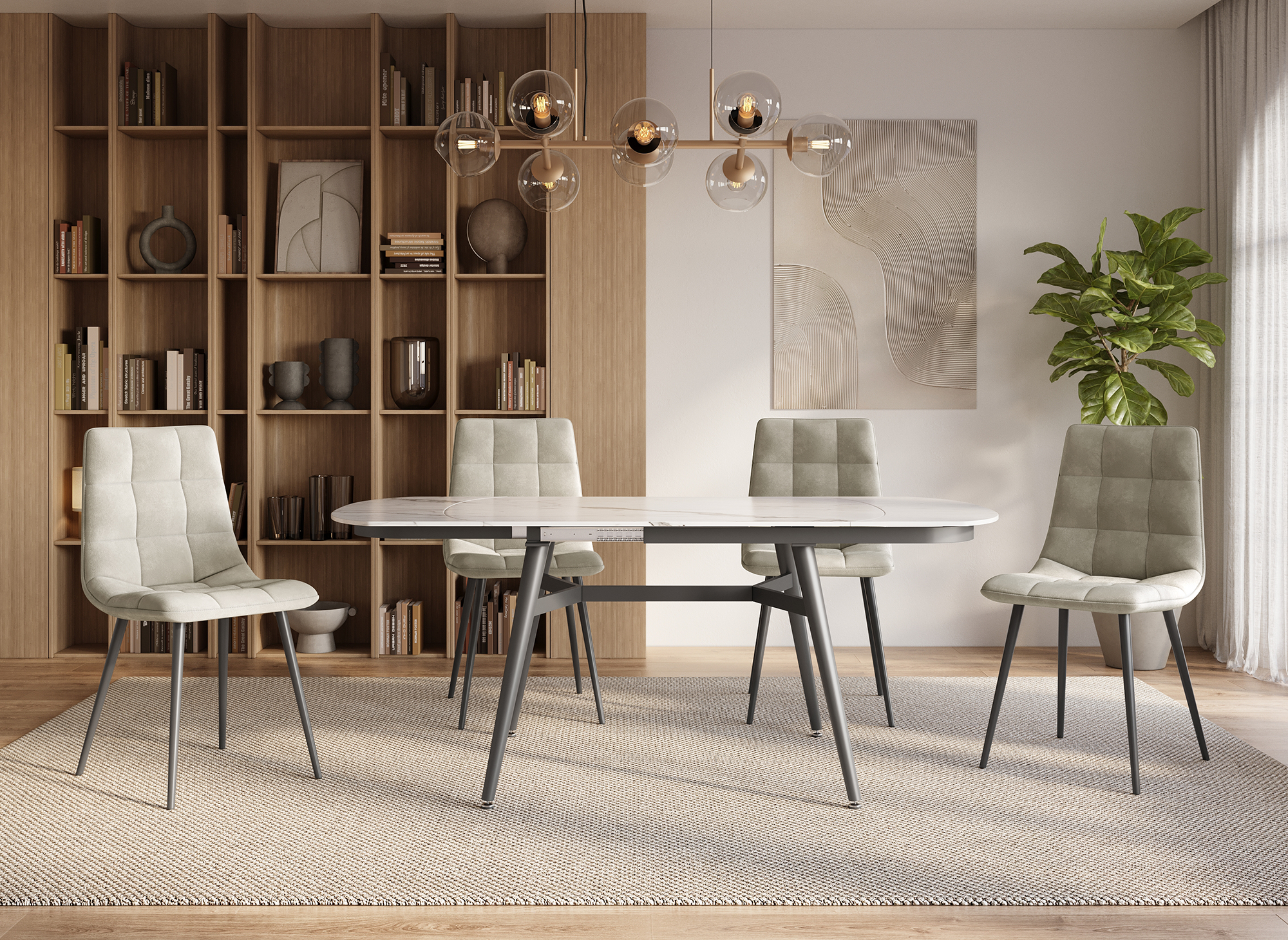 Table à manger rectangulaire extensible effet marbre JENA