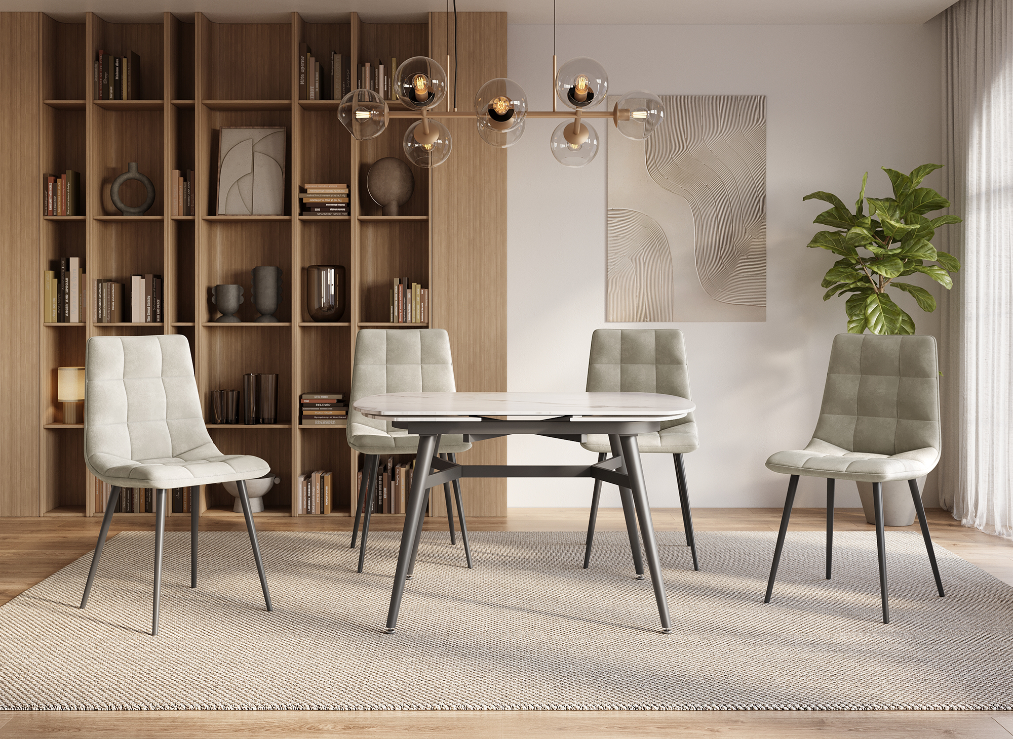 Table à manger rectangulaire extensible effet marbre JENA