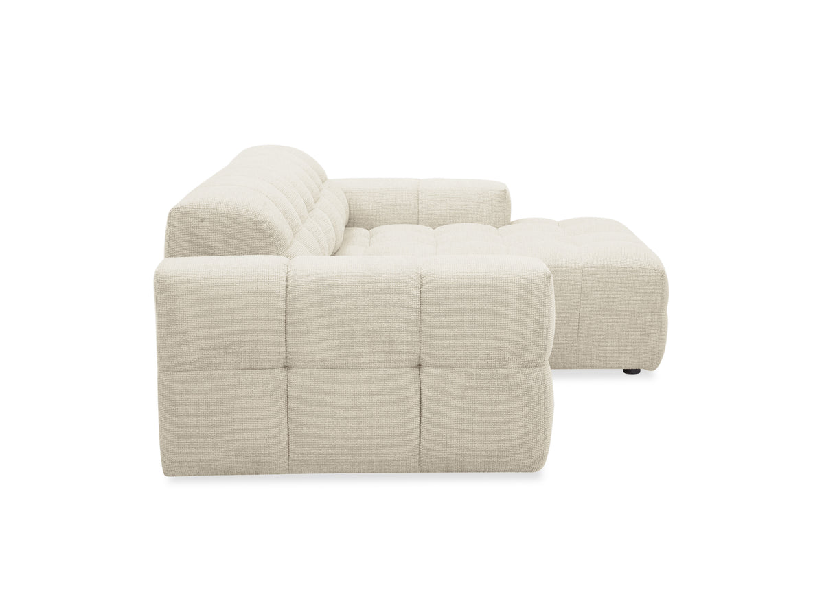 Divano angolare relax elettrico in velluto testurizzato beige FEDORA - Angolo destro
