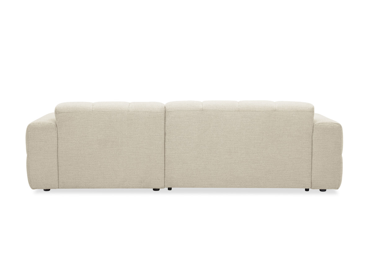 Divano angolare relax elettrico in velluto testurizzato beige FEDORA - Angolo destro