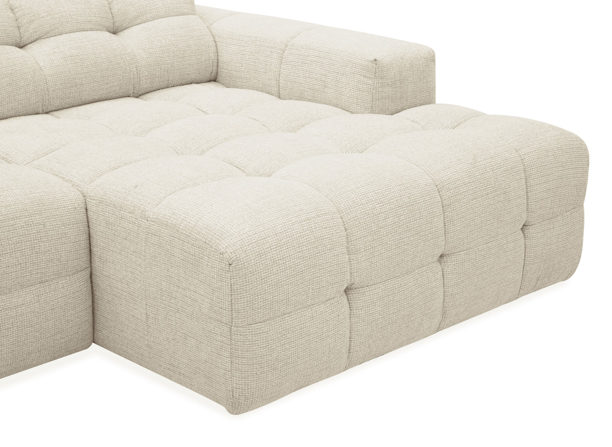 Divano angolare relax elettrico in velluto testurizzato beige FEDORA - Angolo destro