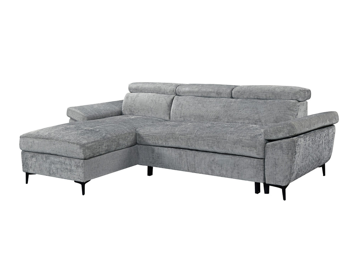 Divano angolare trasformabile in velluto screziato grigio scuro MONICA - Angolo sinistro