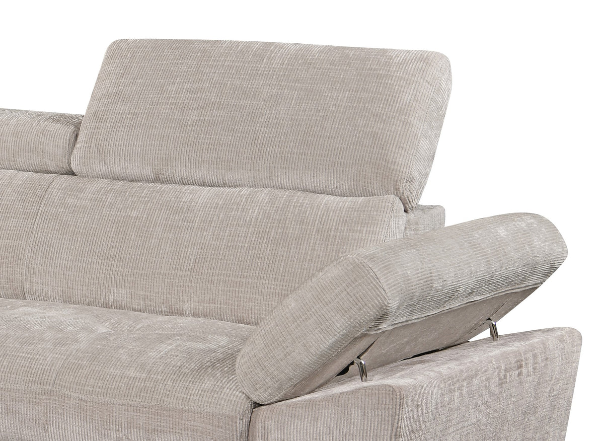 Divano angolare trasformabile in velluto screziato beige MONICA - Angolo sinistro