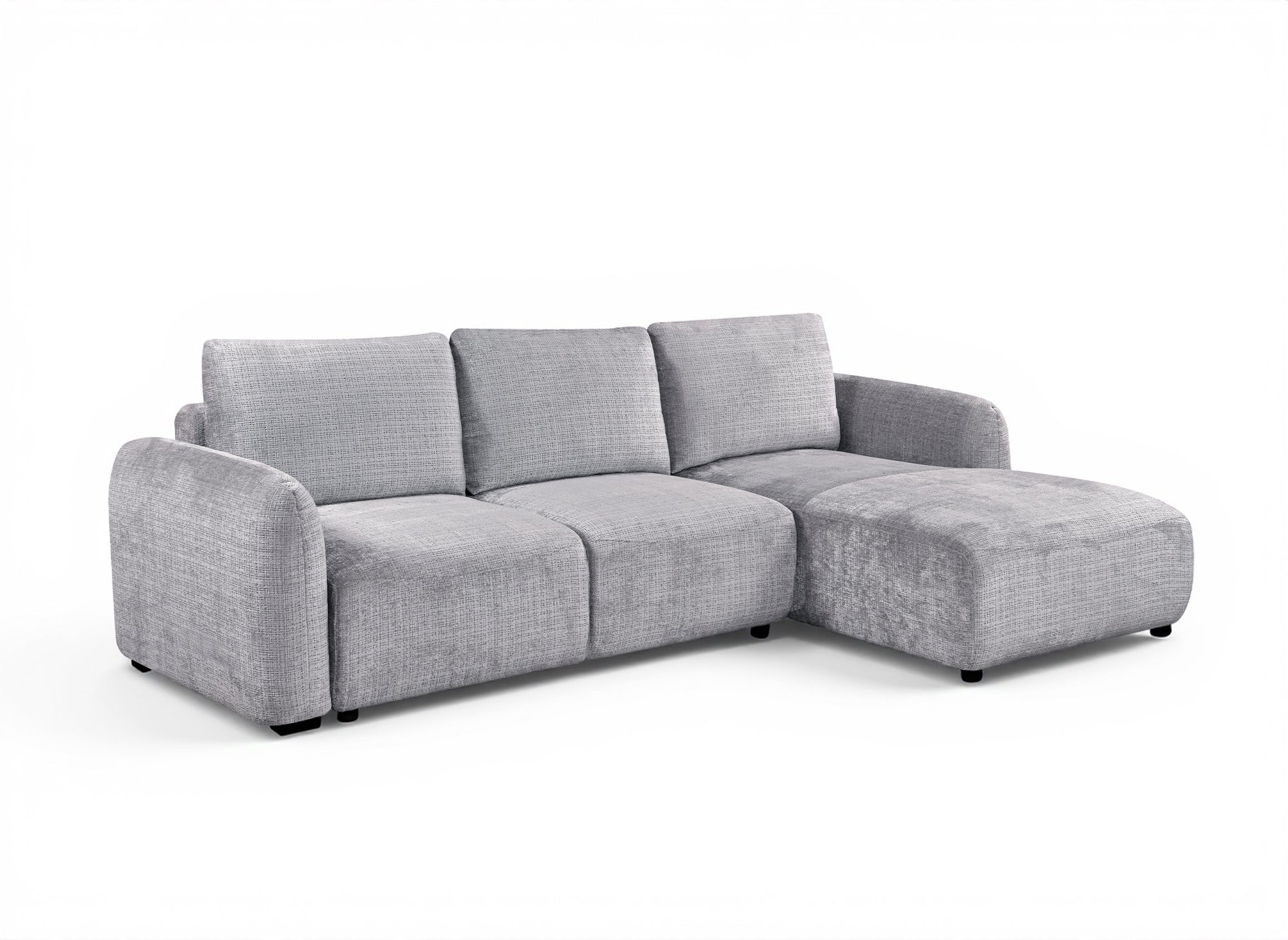 Divano angolare trasformabile con cassapanca in velluto mélange grigio MARLA - Angolo retto