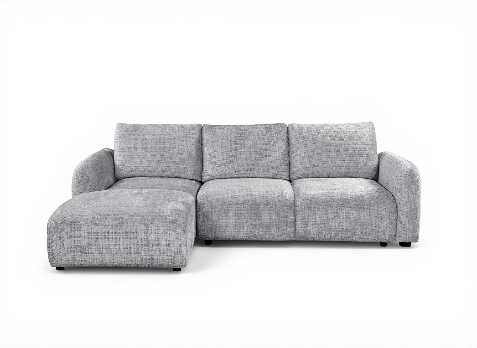 Divano angolare trasformabile con cassapanca in velluto mélange grigio MARLA - Angolo sinistro