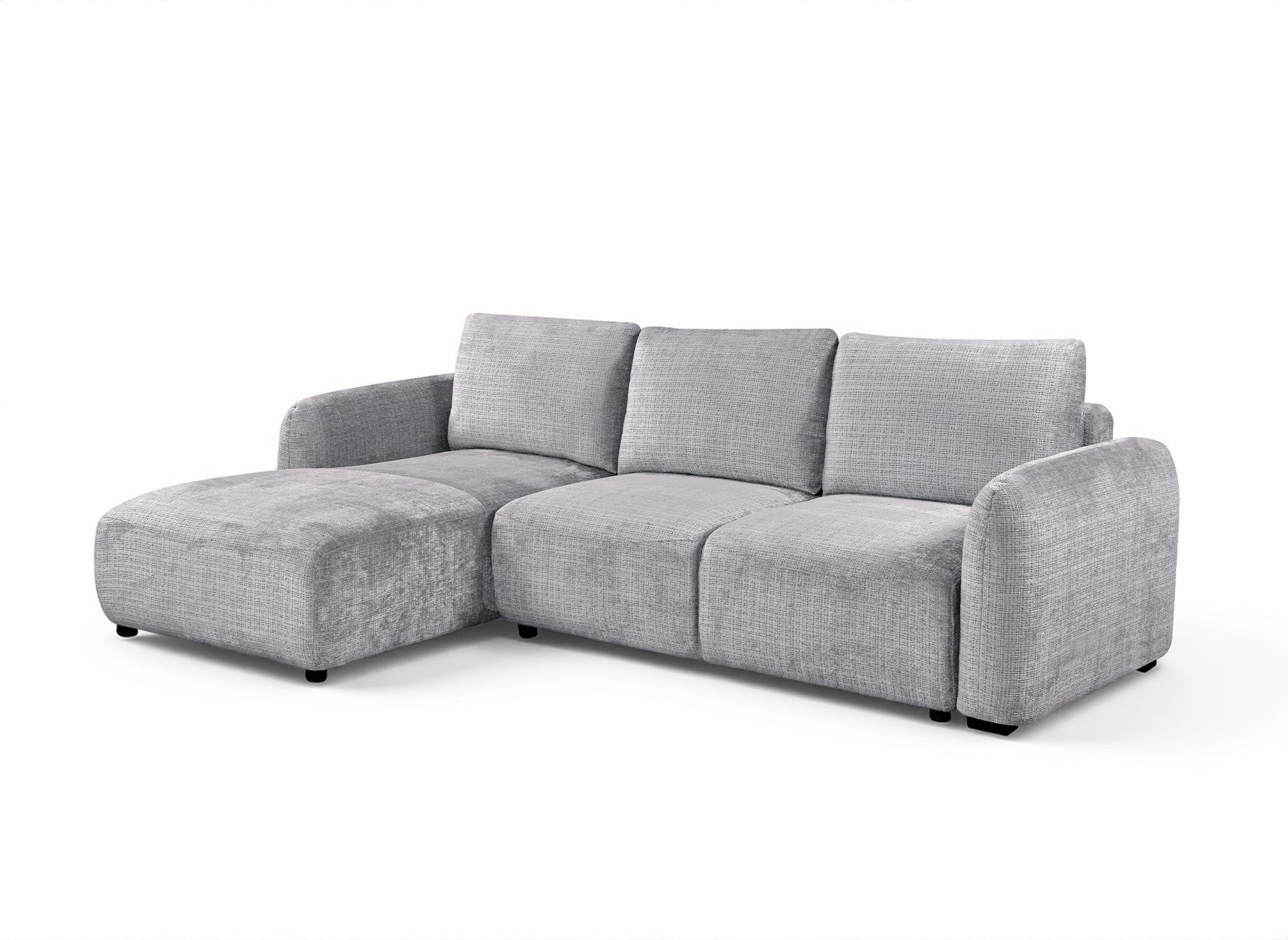 Divano angolare trasformabile con cassapanca in velluto mélange grigio MARLA - Angolo sinistro