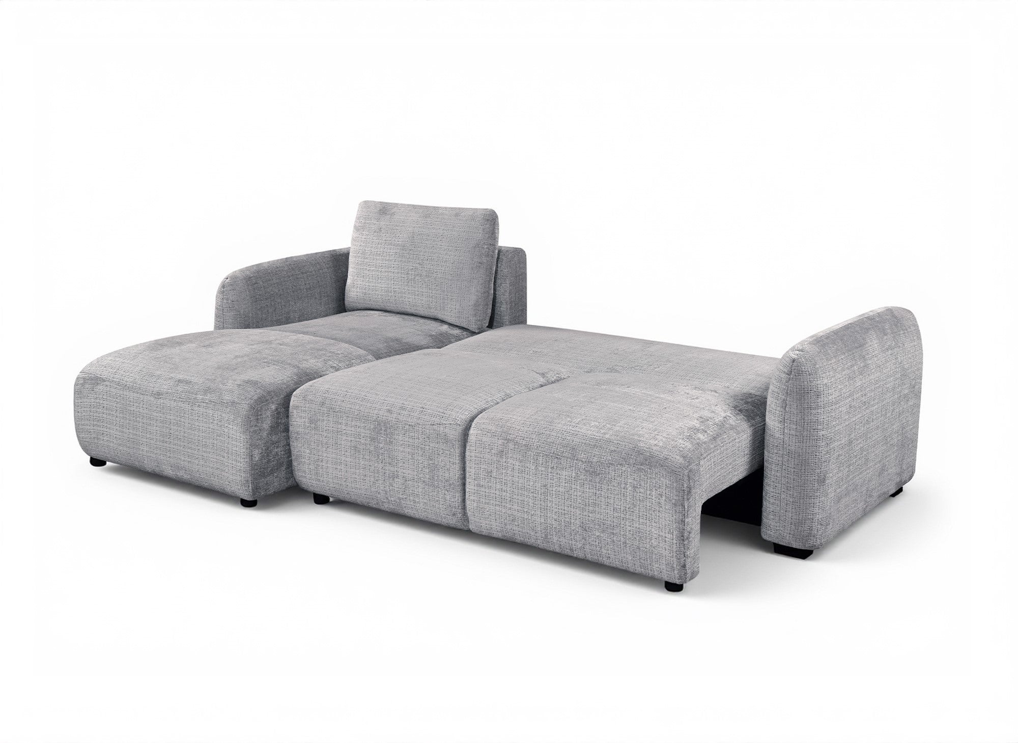 Divano angolare trasformabile con cassapanca in velluto mélange grigio MARLA - Angolo sinistro