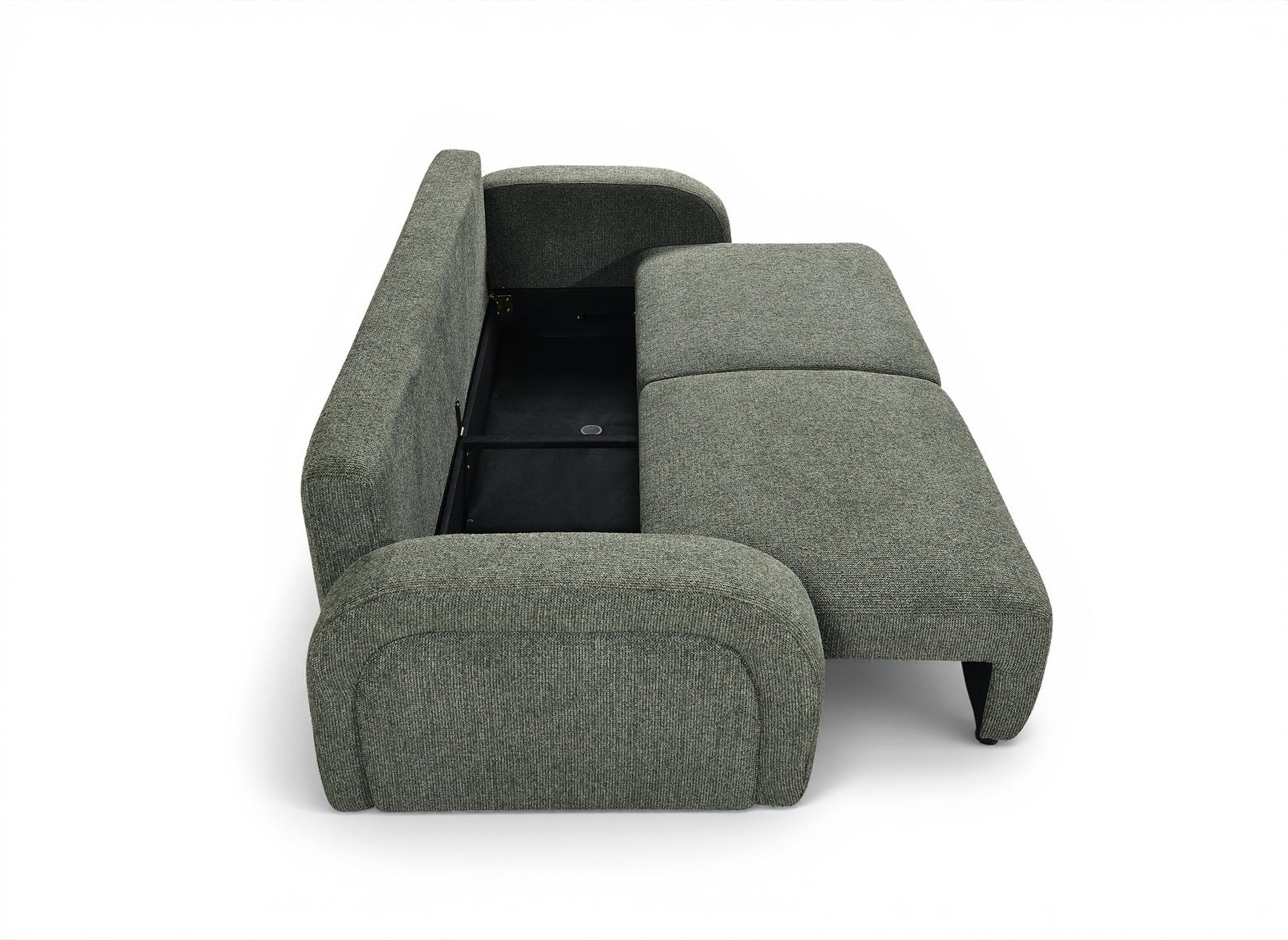 Divano trasformabile a 3 posti in tessuto spugna verde MAYORA