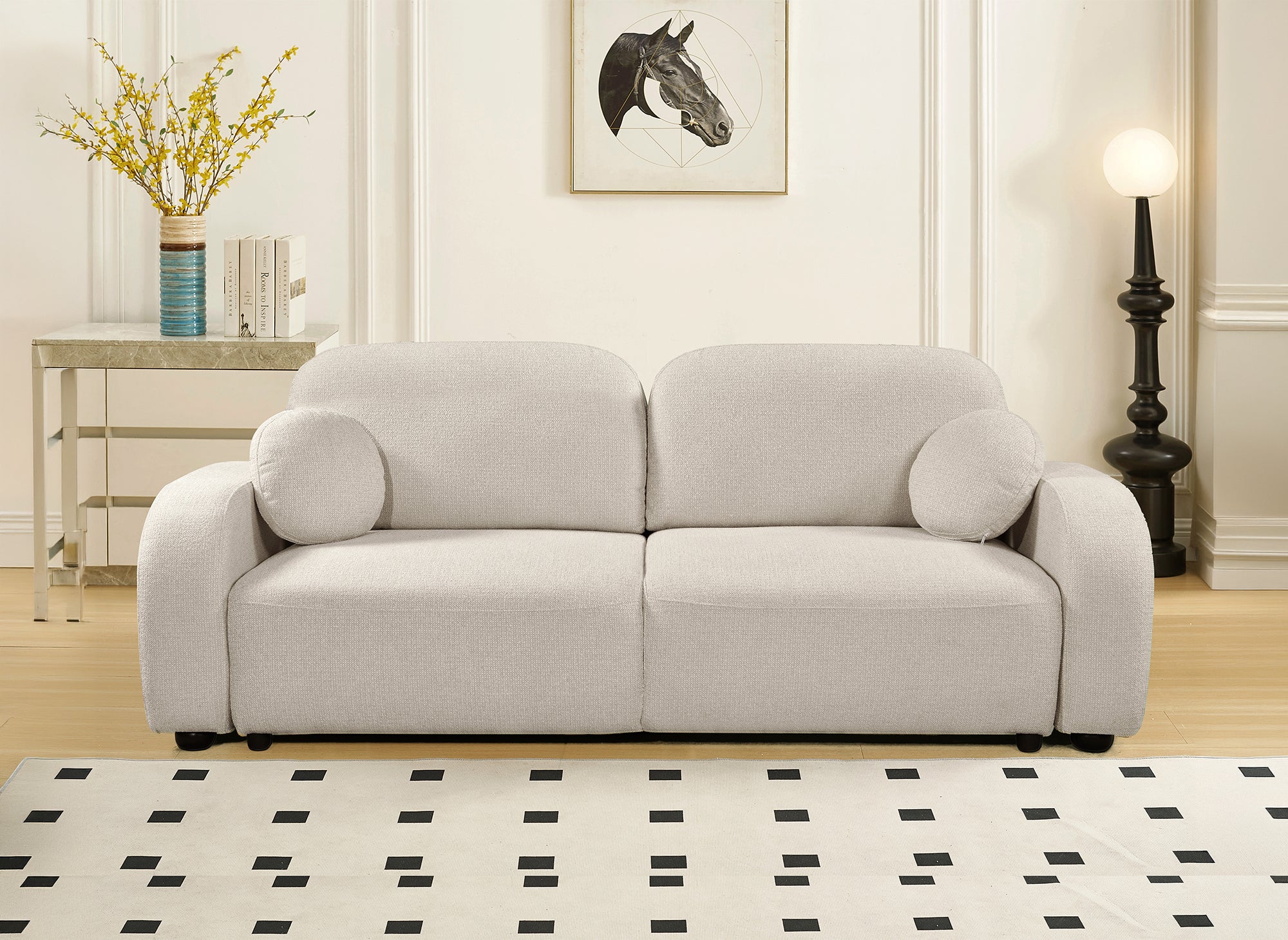 Divano trasformabile a 3 posti in tessuto spugna beige MAYORA