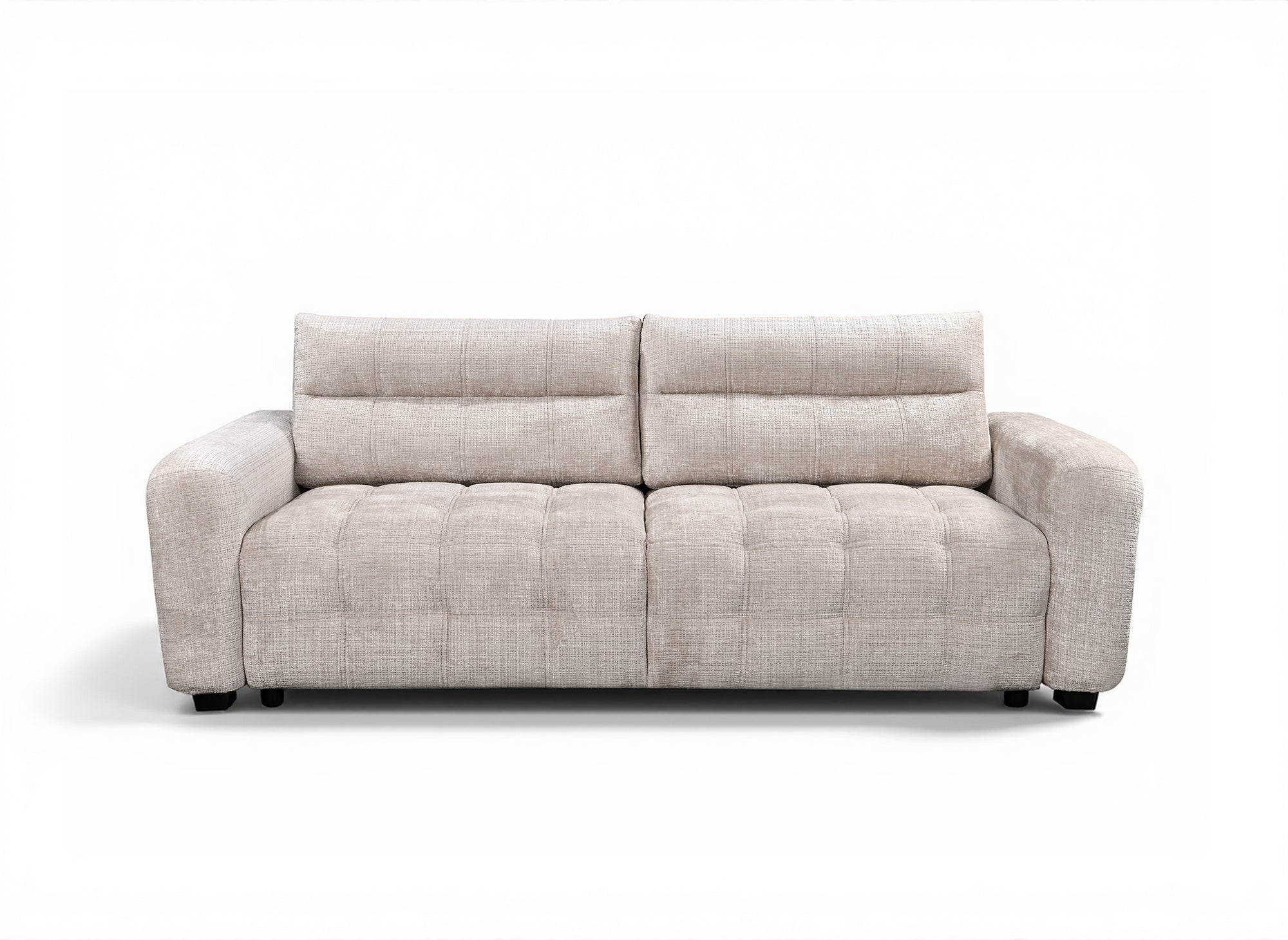 Divano trasformabile con cassapanca a 3 posti in velluto screziato beige RALYA