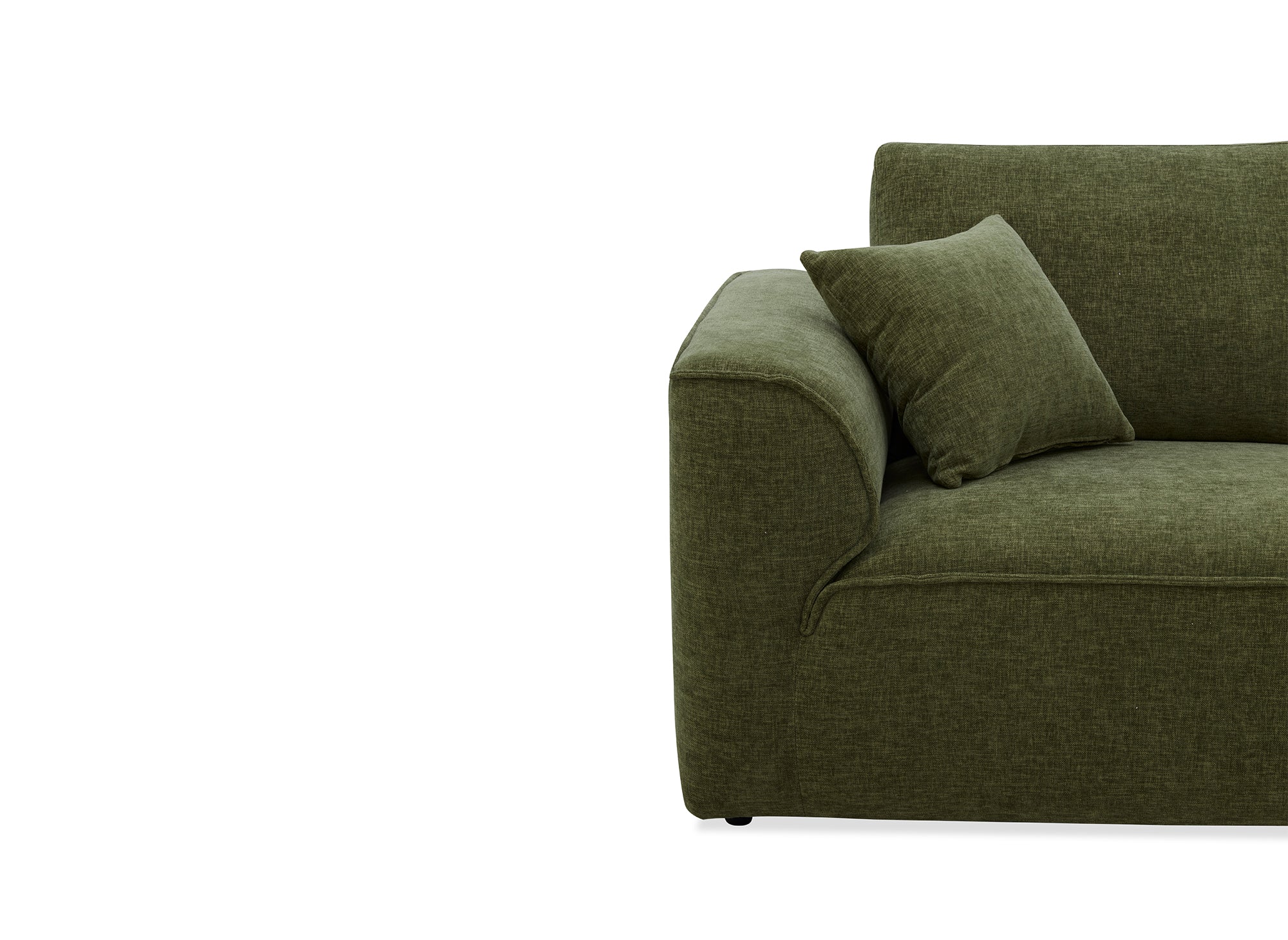 Divano dritto a 3 posti in velluto screziato verde oliva ABELIA