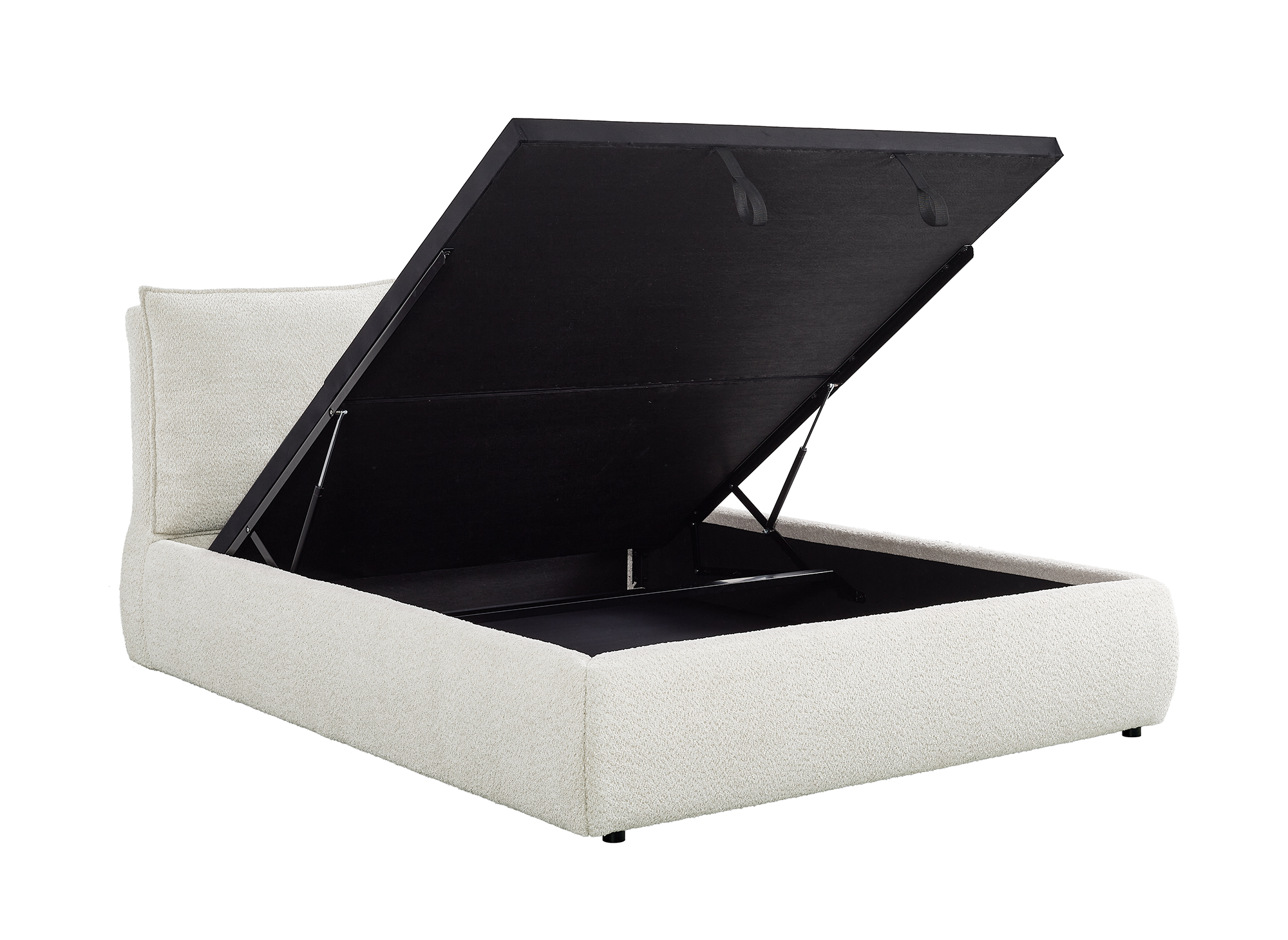 Lit coffre en tissu bouclette beige 160x200 cm MELY