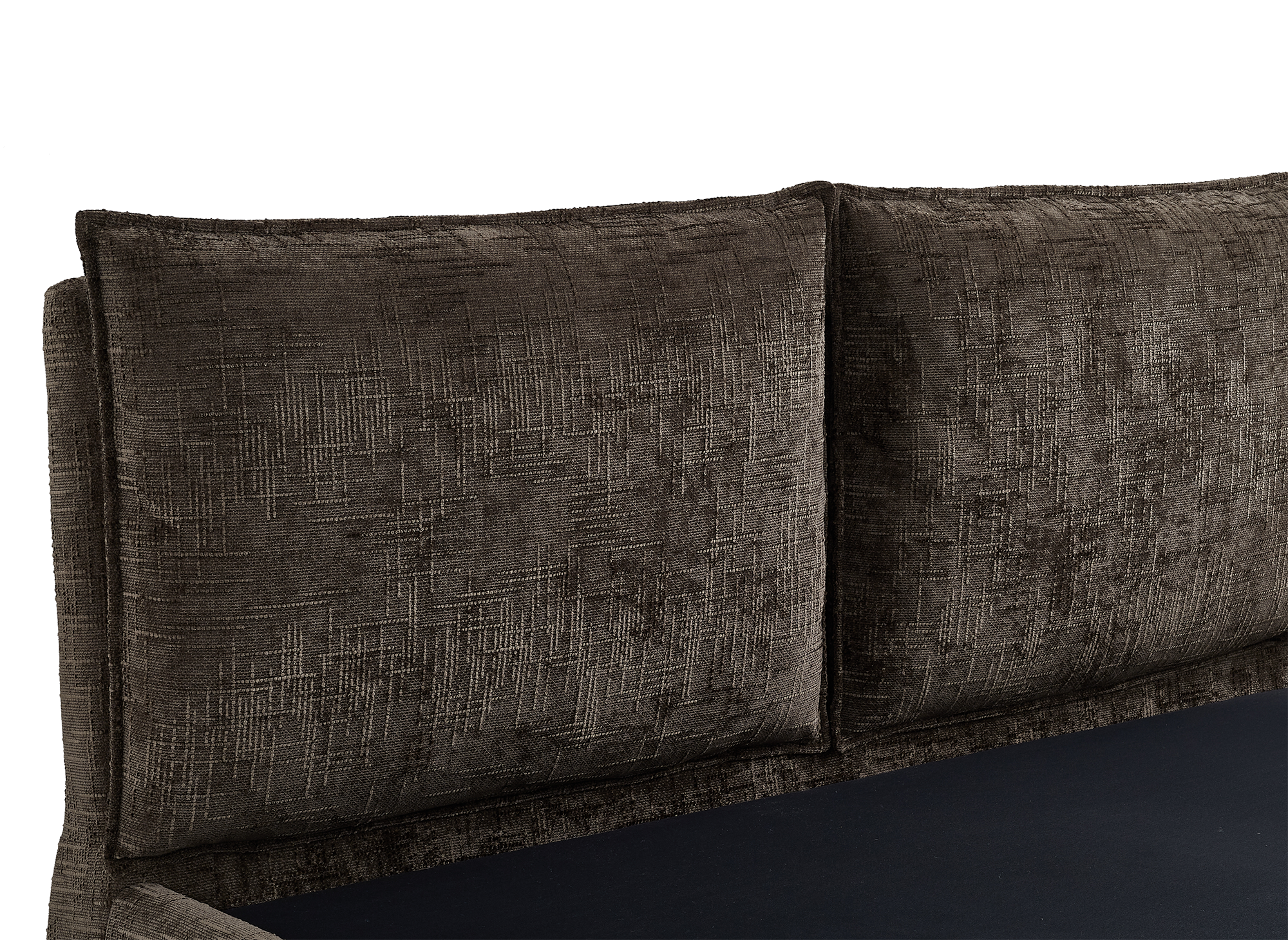 Lit coffre en velours chiné marron 140x190 cm MELY