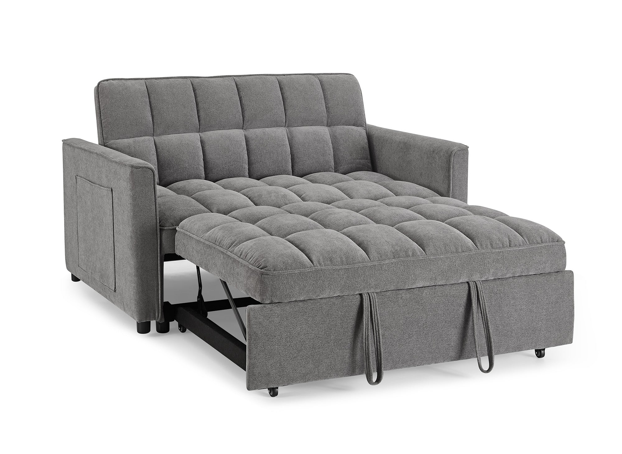 Canapé convertible 2 places en velours texturé gris JASPER