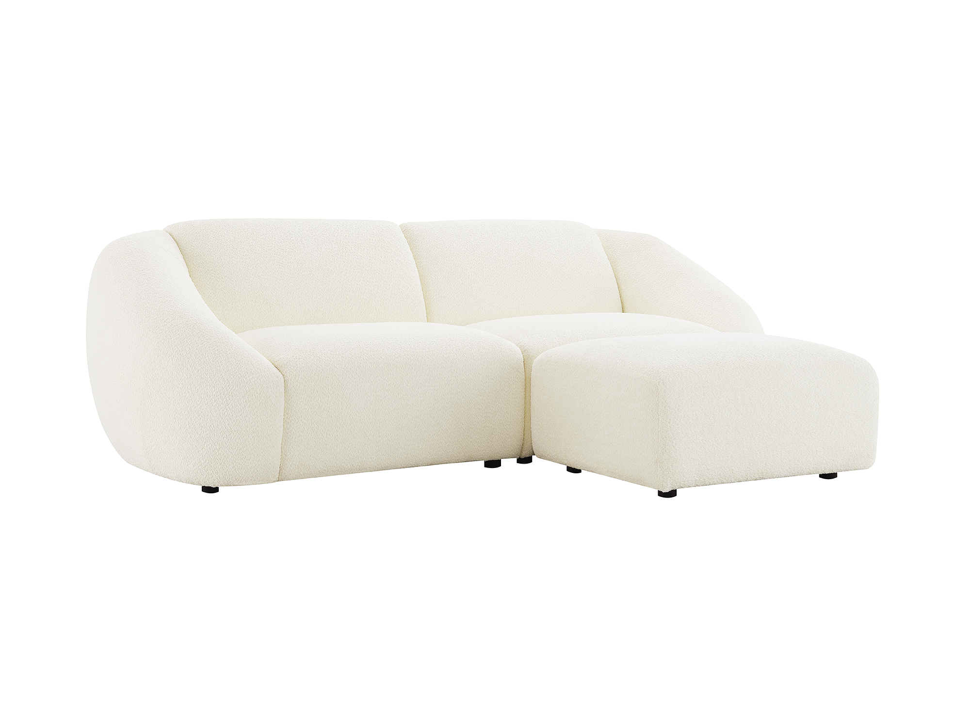 Pouf en tissu bouclette blanc écru NYLA
